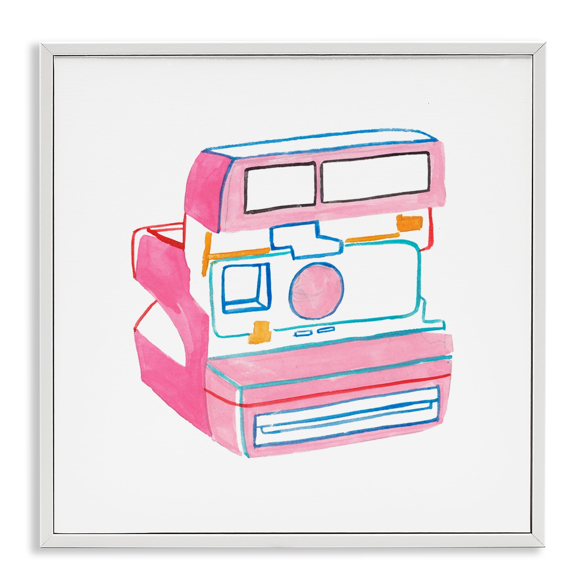 Stupell Industries Retro Film Camera Novelty Painting White Framed Art Print Wall Art, 12 x 12