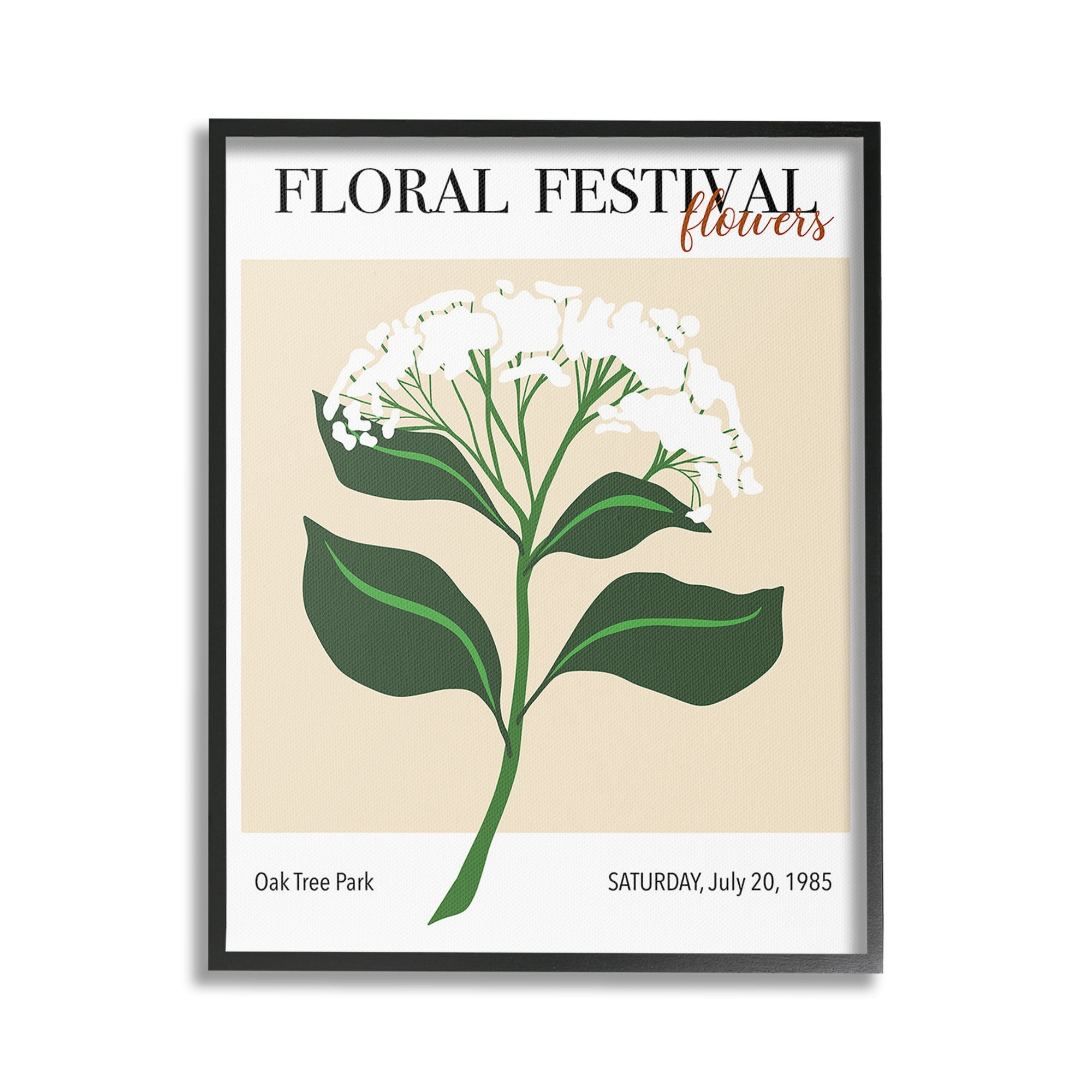 Stupell Industries Retro Floral Festival Botanical & Floral Painting Black Framed Art Print Wall Art, 24 x 30