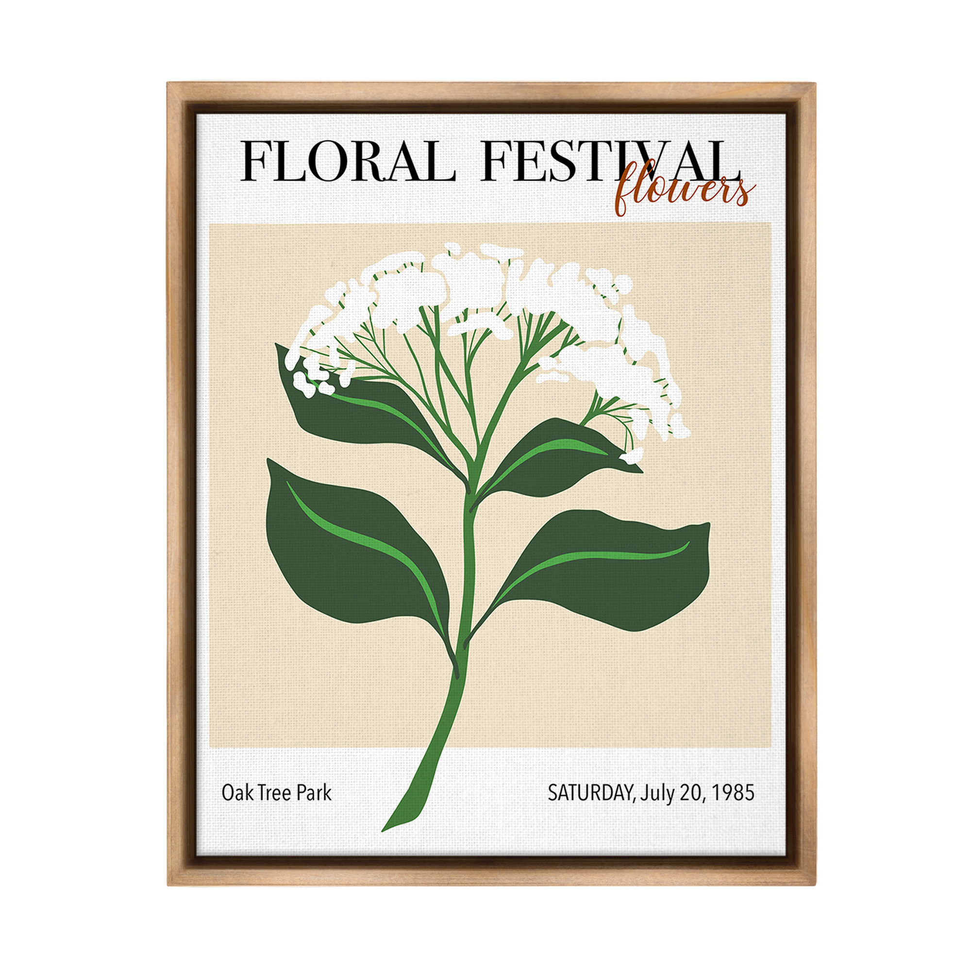 Stupell Industries Retro Floral Festival Botanical & Floral Painting Brown Floater Framed Canvas Art Print Wall Art, 17 x 21
