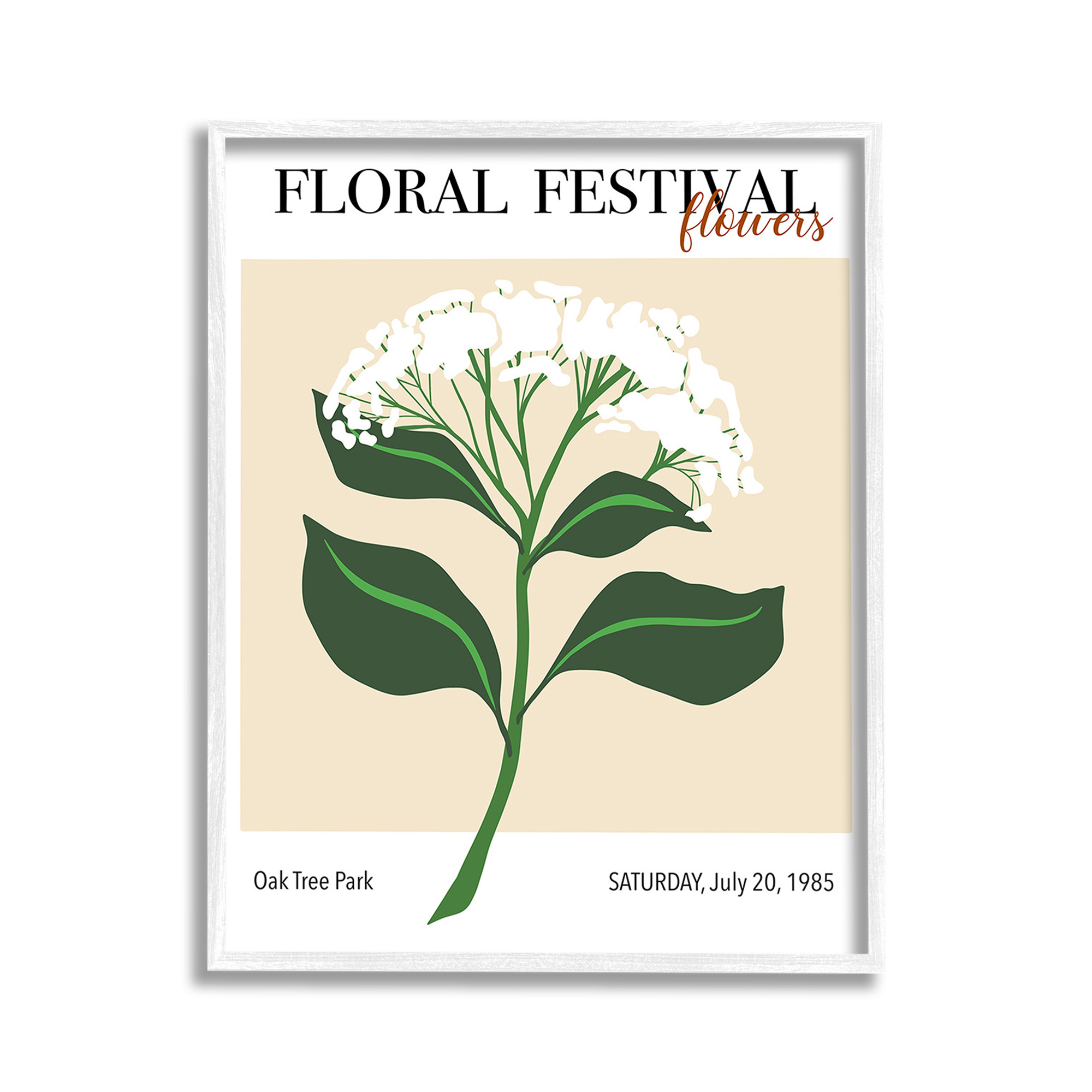 Stupell Industries Retro Floral Festival Botanical & Floral Painting White Framed Art Print Wall Art, 11 x 14