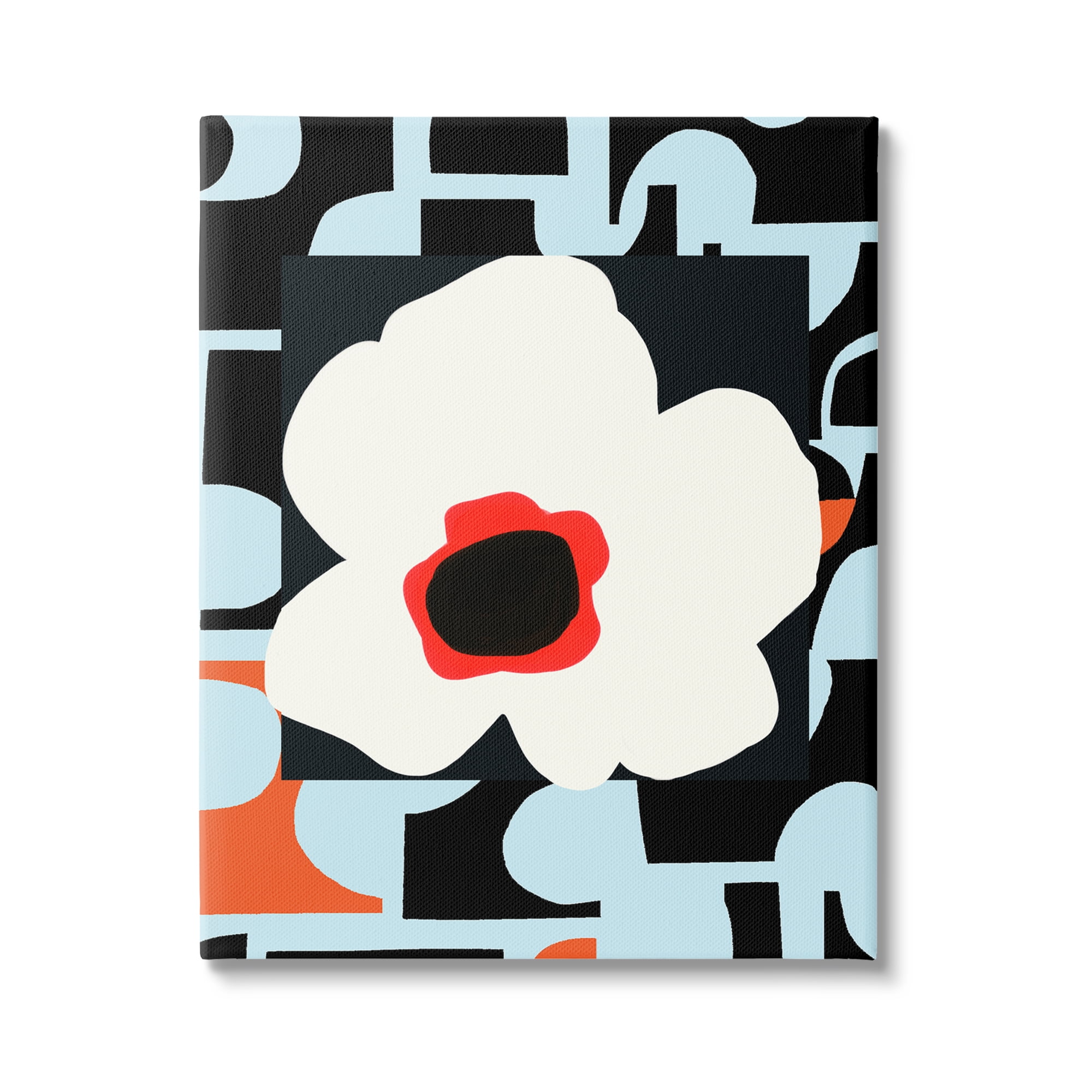 Stupell Industries Retro Floral Shapes Abstract Geometric Petals Silhouette Graphic Art Gallery Wrapped Canvas Print Wall Art, Design by Deborah Velasquez