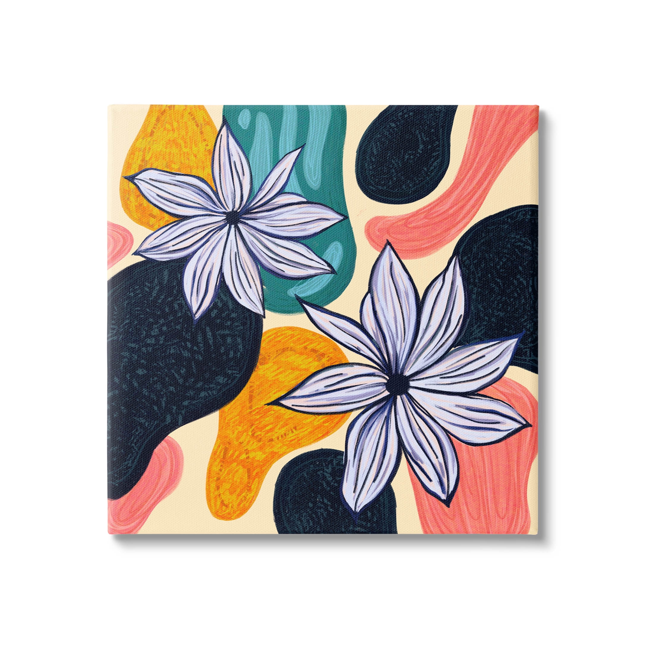 Stupell Industries Retro Floral Shapes Arrangement Graphic Art Gallery Wrapped Canvas Print Wall Art, Design by Ziwei Li