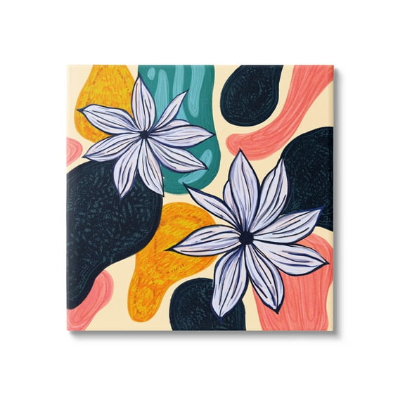 Stupell Industries Retro Floral Shapes Arrangement Graphic Art Gallery Wrapped Canvas Print Wall Art, Design by Ziwei Li