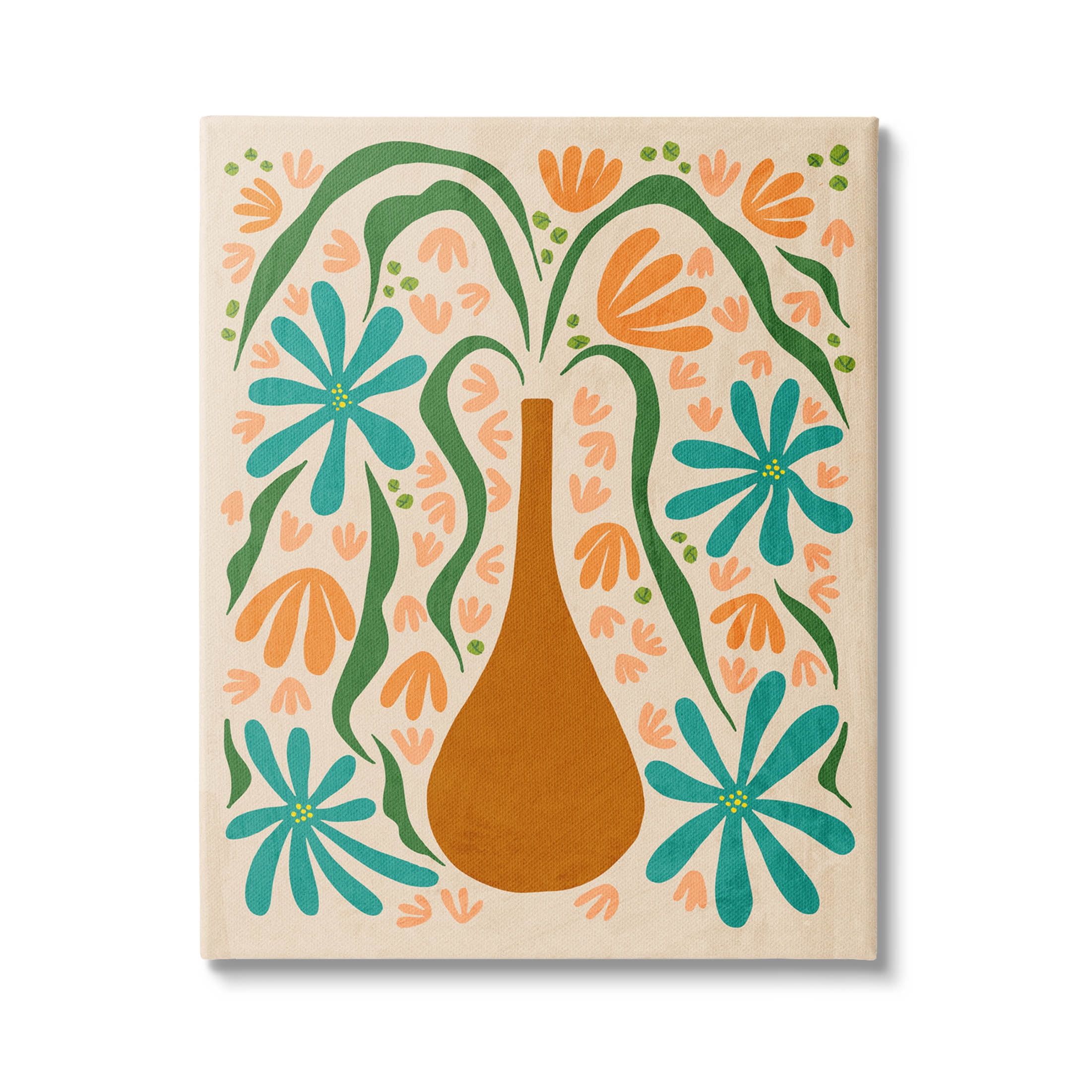 Stupell Industries Retro Floral Shapes Vase Graphic Art Gallery Wrapped Canvas Print Wall Art, Design by Ziwei Li