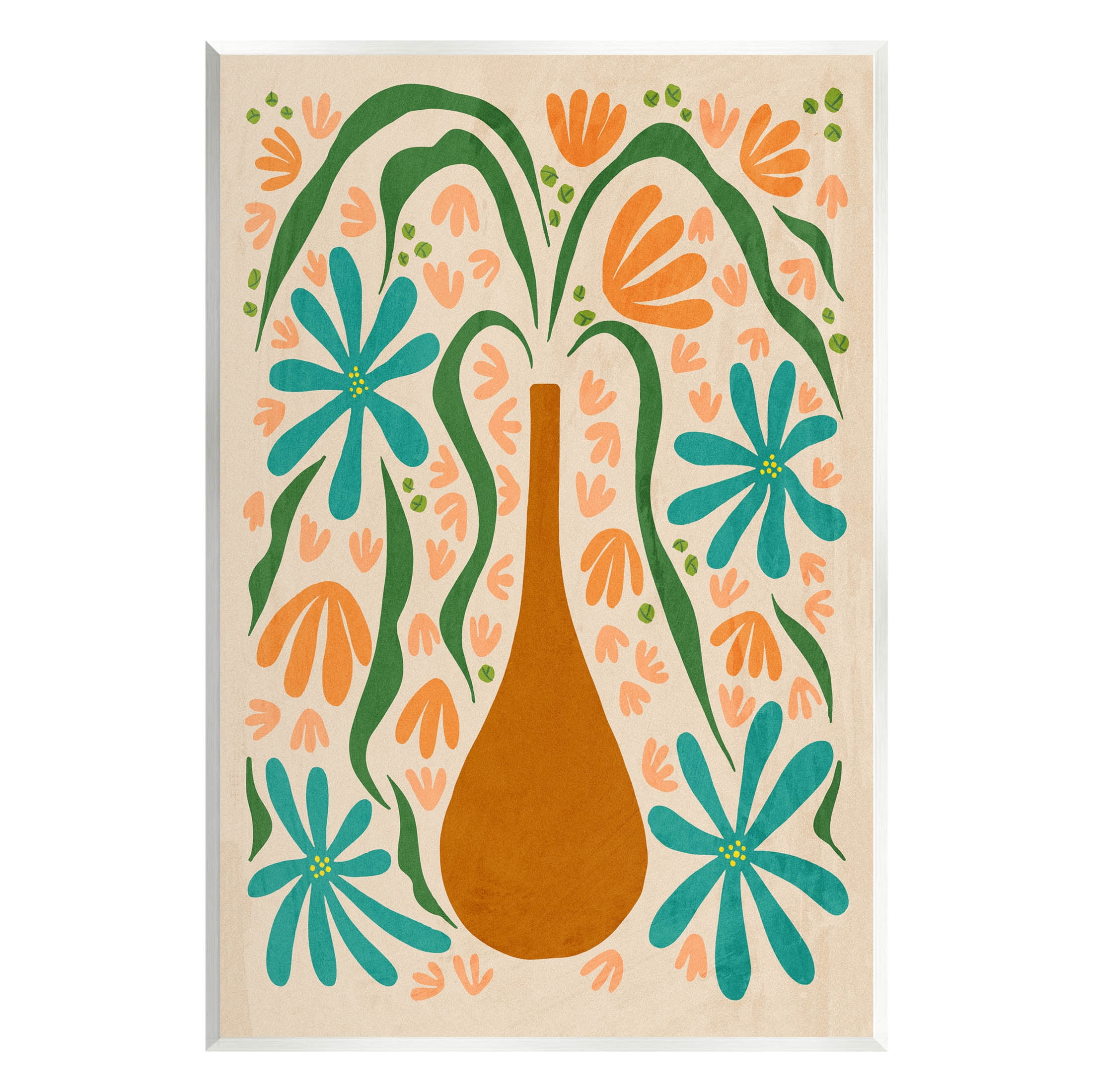 Stupell Industries Retro Floral Shapes Vase Graphic Art Unframed Art Print Wall Art, Design by Ziwei Li