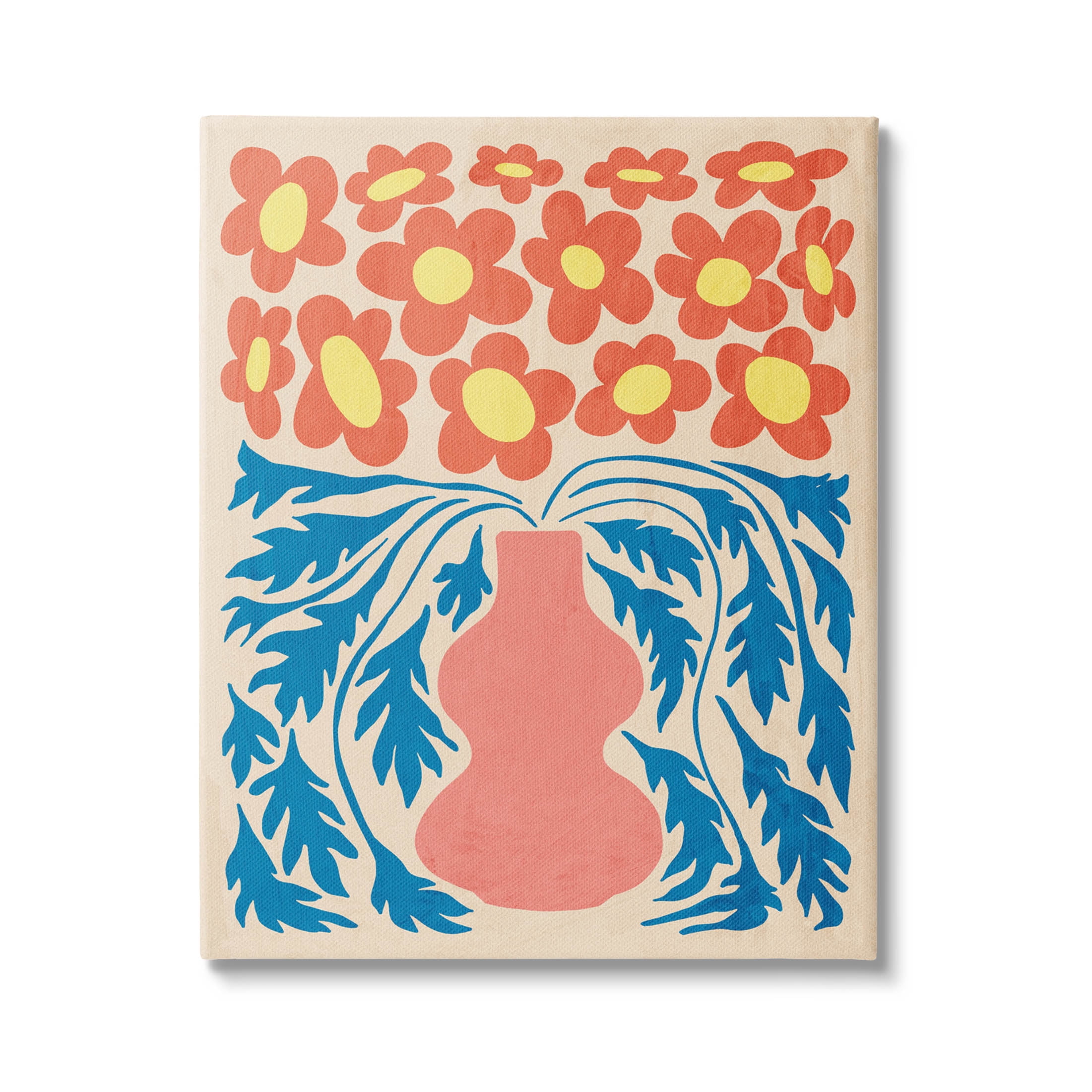 Stupell Industries Retro Flower Pattern Vase Graphic Art Gallery Wrapped Canvas Print Wall Art, Design by Ziwei Li