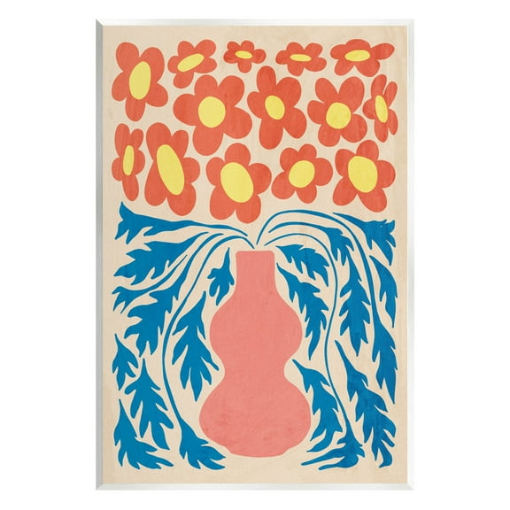 Stupell Industries Retro Flower Pattern Vase Graphic Art Unframed Art Print Wall Art, Design by Ziwei Li