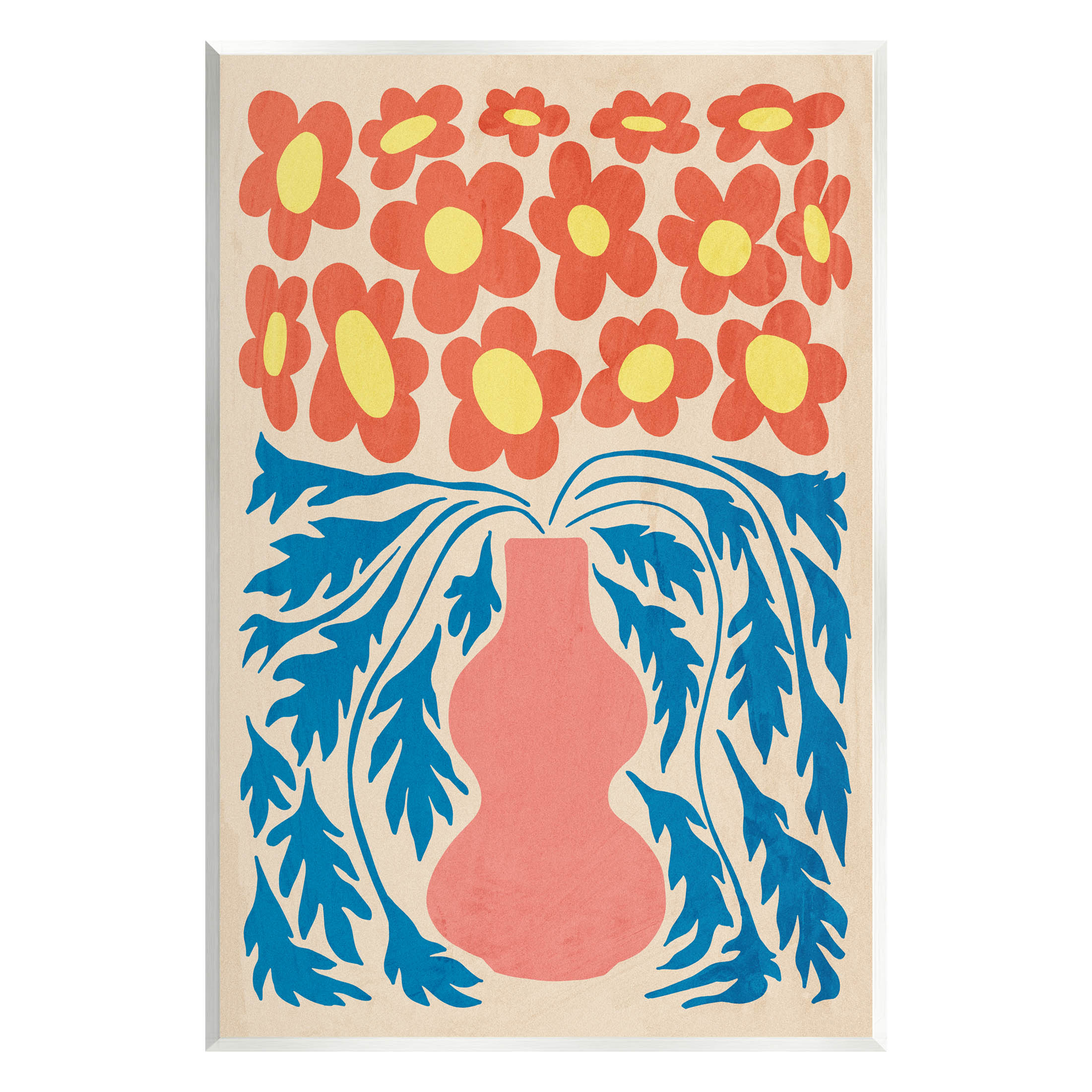 Stupell Industries Retro Flower Pattern Vase Graphic Art Unframed Art Print Wall Art, Design by Ziwei Li