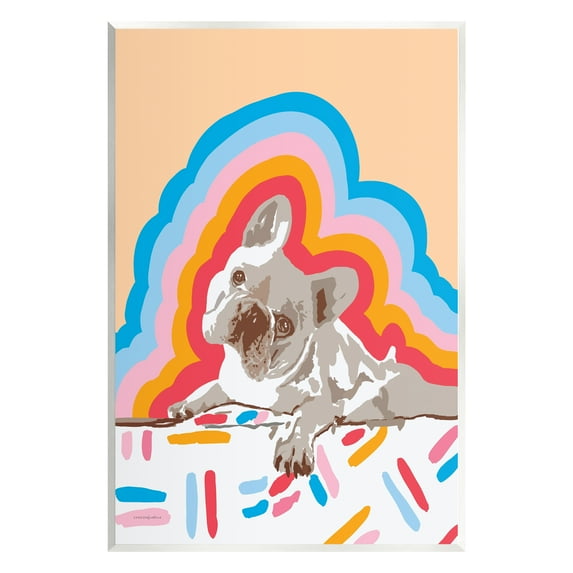 Stupell Industries Retro French Bulldog Abstraction Animals & Insects Painting Unframed Art Print Wall Art, 13 x 19
