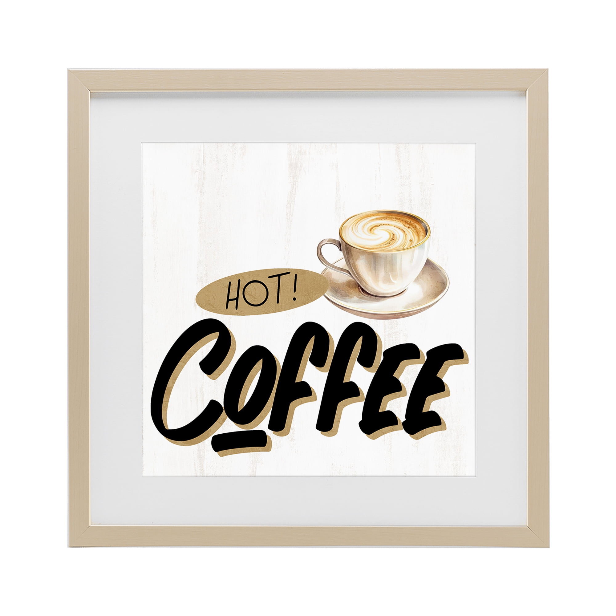 Stupell Industries Retro Fresh Hot Coffee Birch Framed Print Under Glass, design by Kim Allen