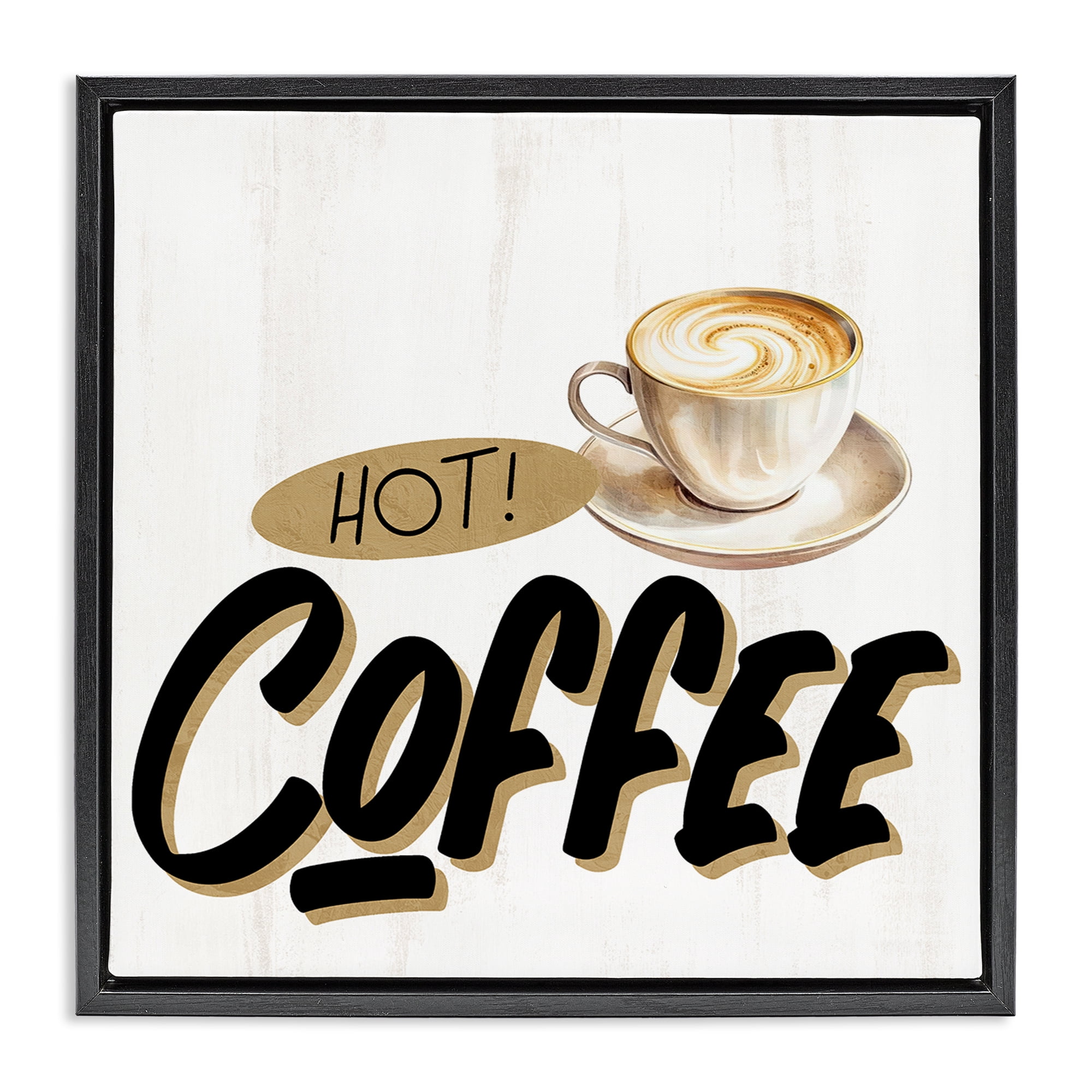 Stupell Industries Retro Fresh Hot Coffee Black Framed Floater Canvas Wall Art, design by Kim Allen