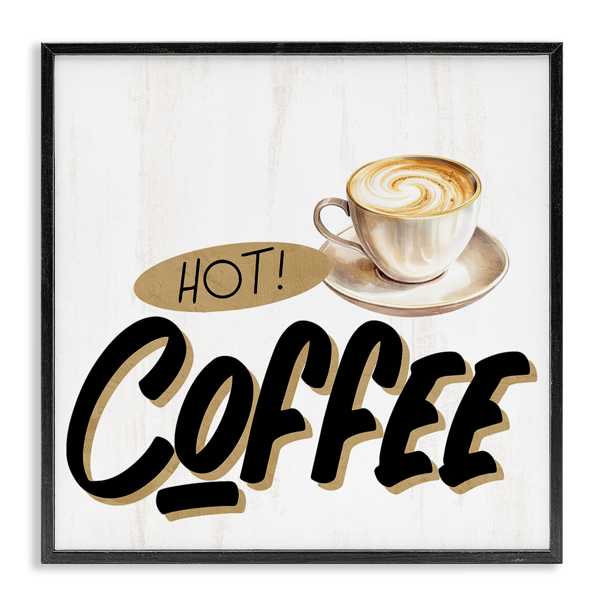 Stupell Industries Retro Fresh Hot Coffee Black Framed Giclee Art, design by Kim Allen