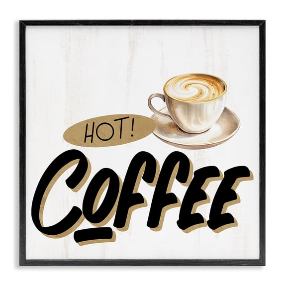 Stupell Industries Traditional Retro Fresh Hot Coffee Black Framed Giclee Art, 12 x 12, by Kim Allen