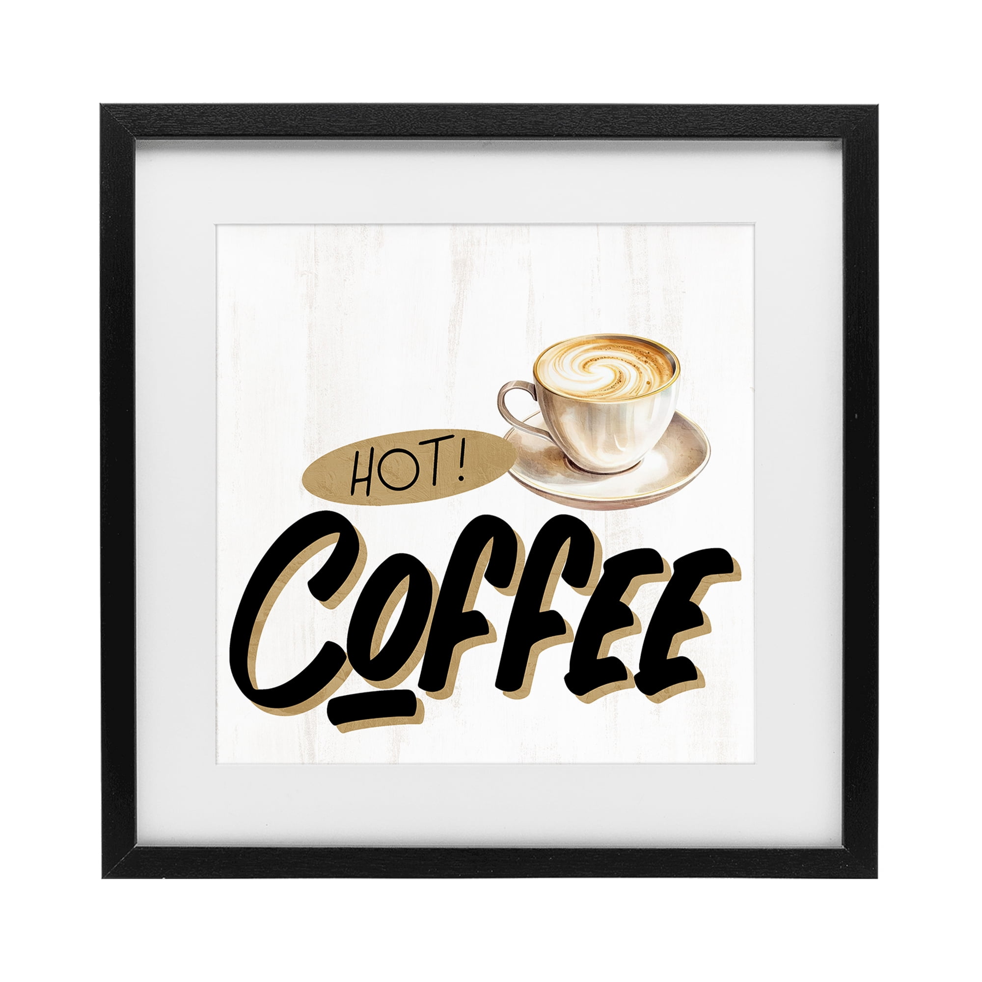 Stupell Industries Retro Fresh Hot Coffee Black Framed Print Under Glass, design by Kim Allen