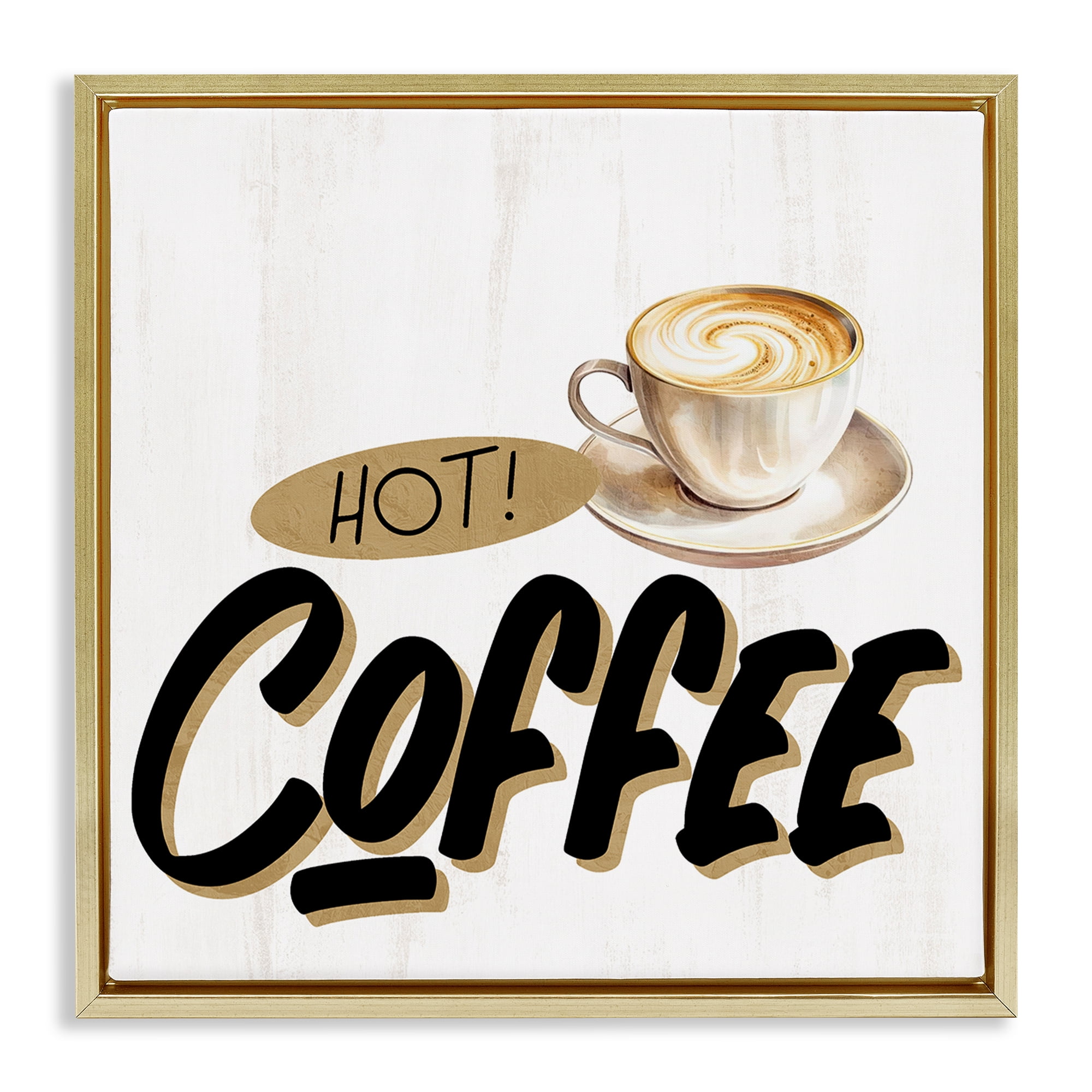 Stupell Industries Retro Fresh Hot Coffee Gold Framed Floater Canvas Wall Art, design by Kim Allen