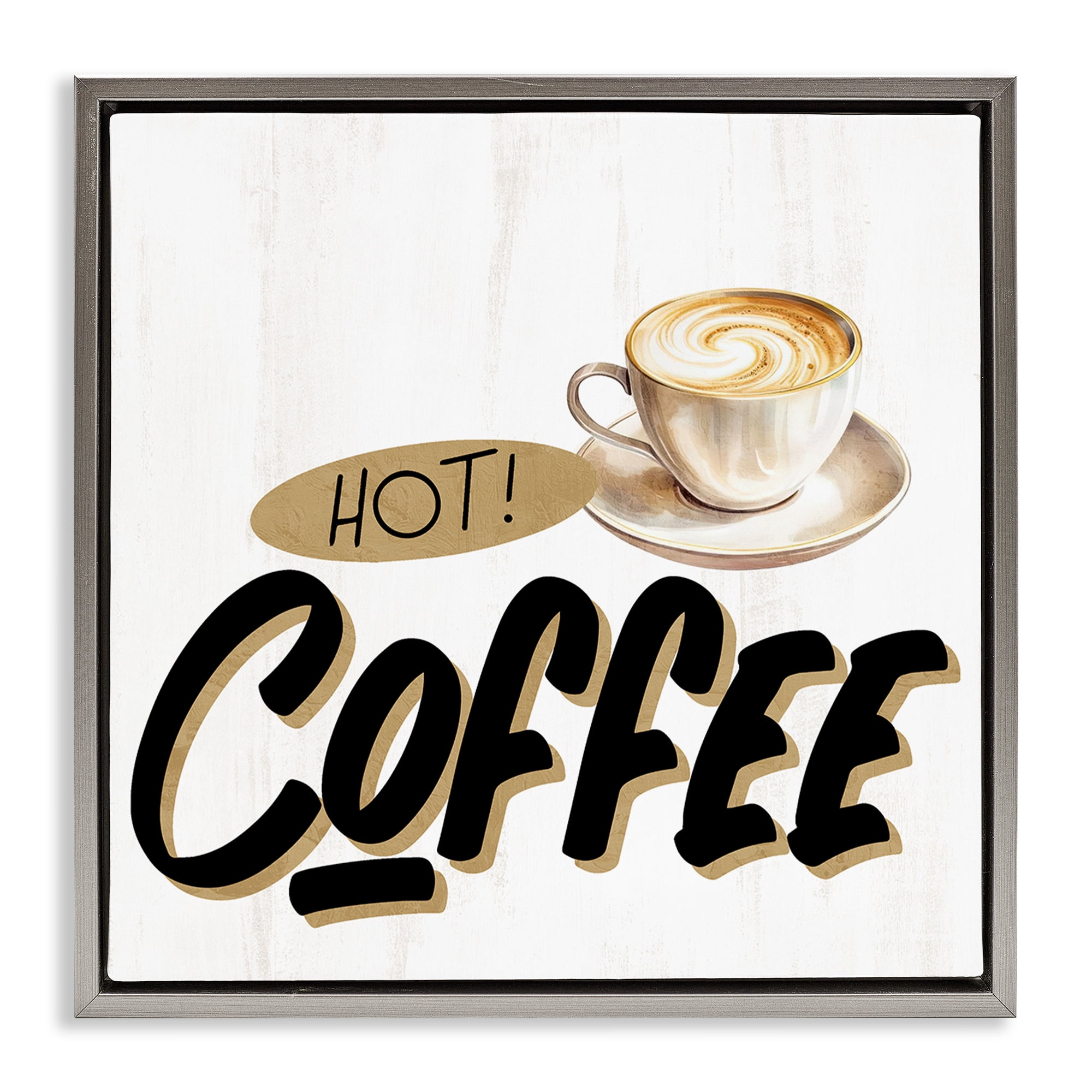 Stupell Industries Retro Fresh Hot Coffee Gray Framed Floater Canvas Wall Art, design by Kim Allen