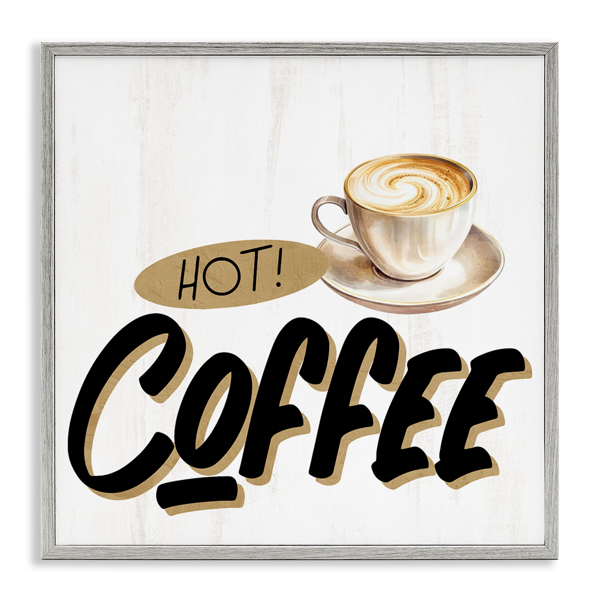 Stupell Industries Retro Fresh Hot Coffee Gray Framed Giclee Art, design by Kim Allen
