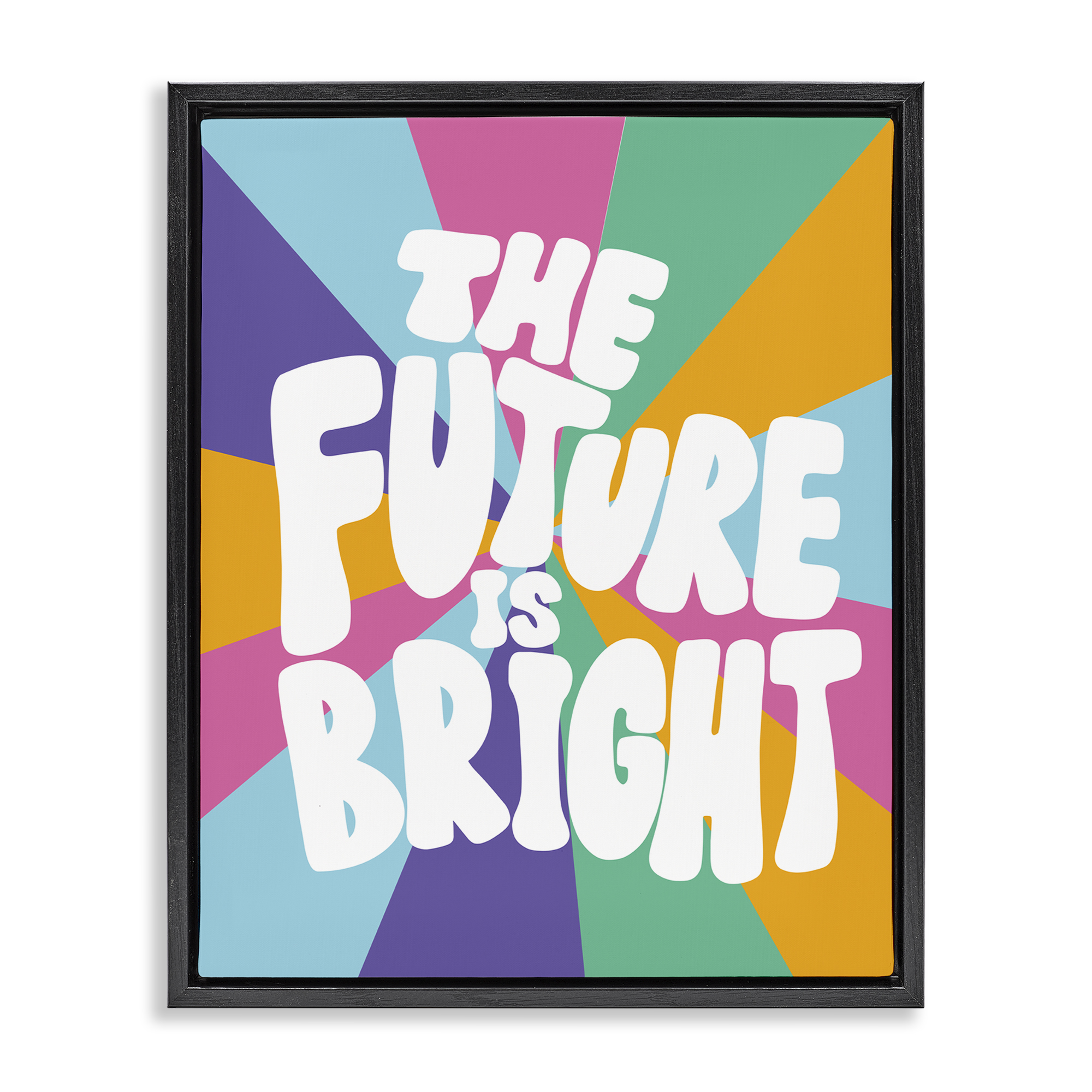 Stupell Industries Retro Future Is Bright Text & Numbers Painting Black Floater Framed Canvas Art Print Wall Art, 17 x 21