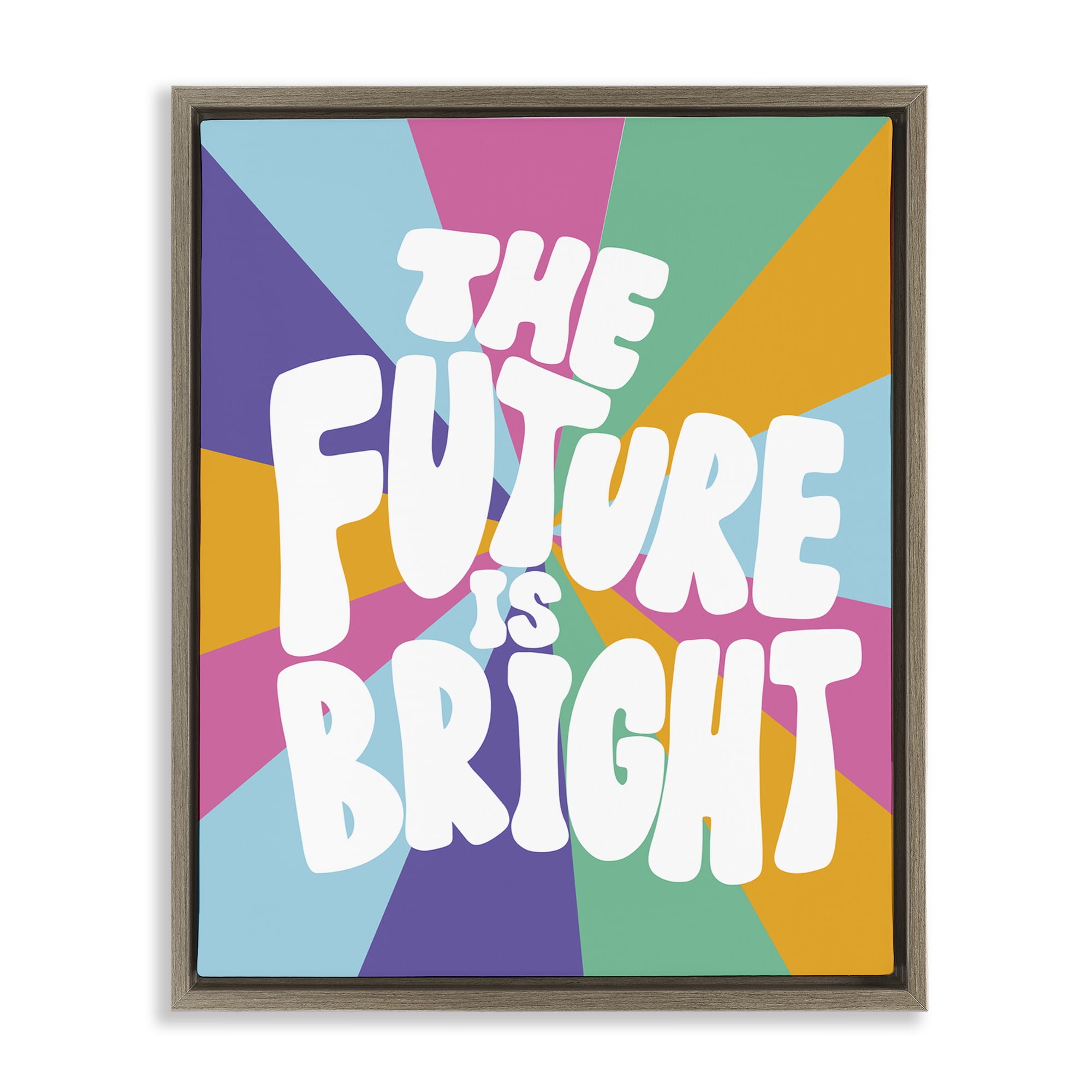 Stupell Industries Retro Future Is Bright Text & Numbers Painting Brown Floater Framed Canvas Art Print Wall Art, 25 x 31