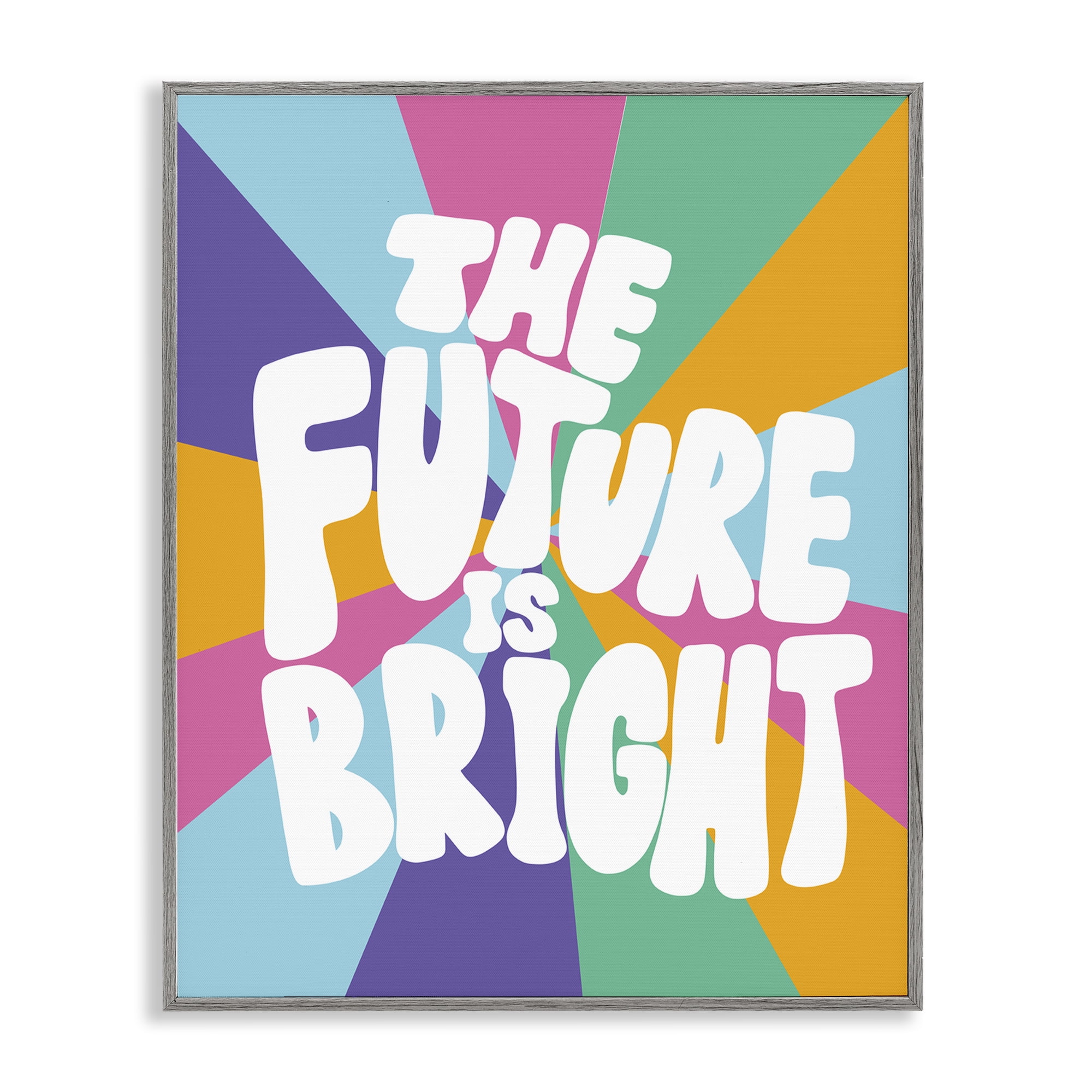 Stupell Industries Retro Future Is Bright Text & Numbers Painting Gray Framed Art Print Wall Art, 11 x 14