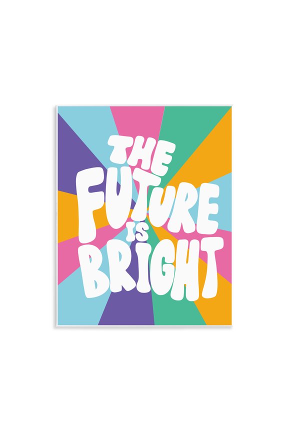 Industries Retro Future Is Bright Text & Numbers Painting Unframed Art Print Wall Art, 11 x 14
