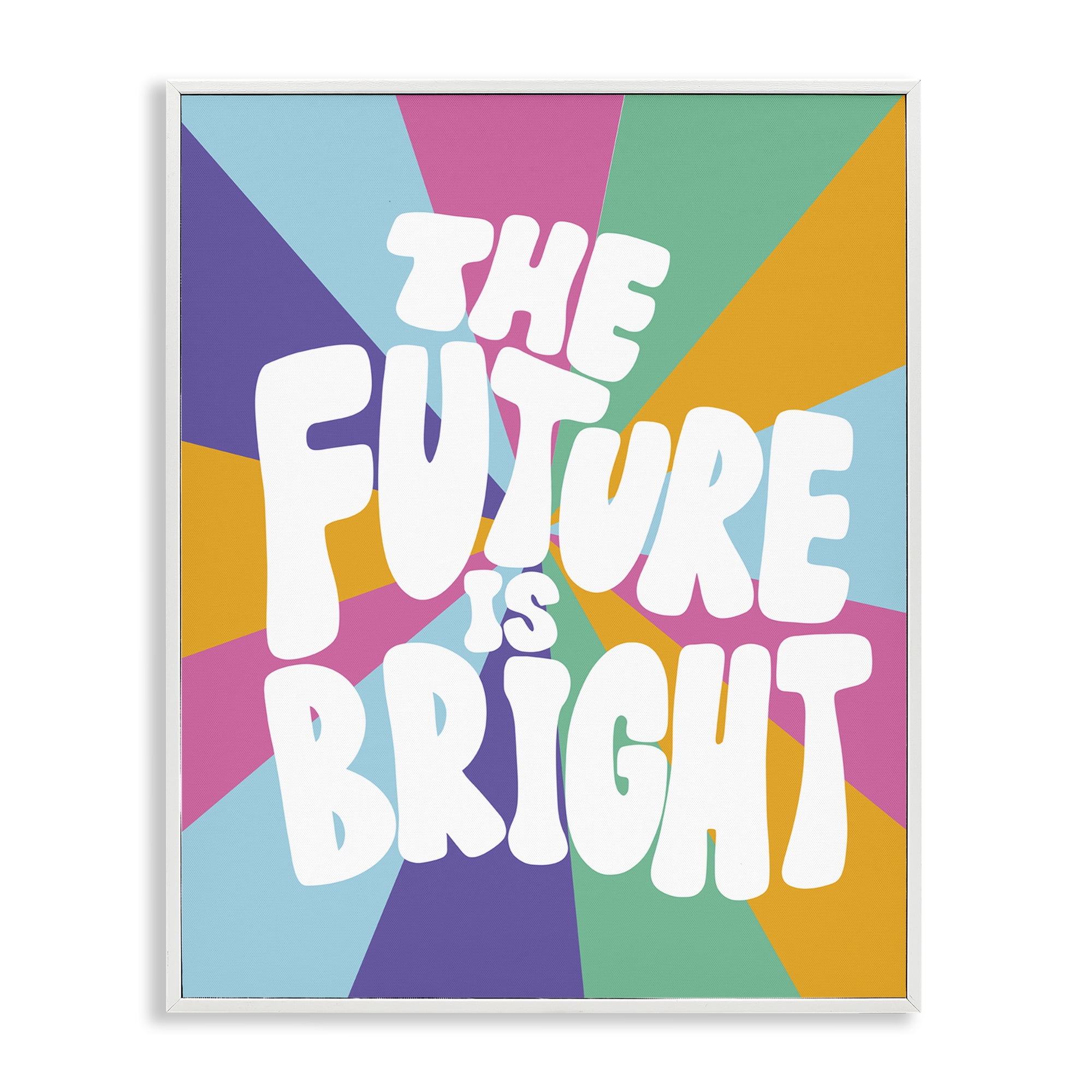 Stupell Industries Retro Future Is Bright Text & Numbers Painting White Framed Art Print Wall Art, 24 x 30