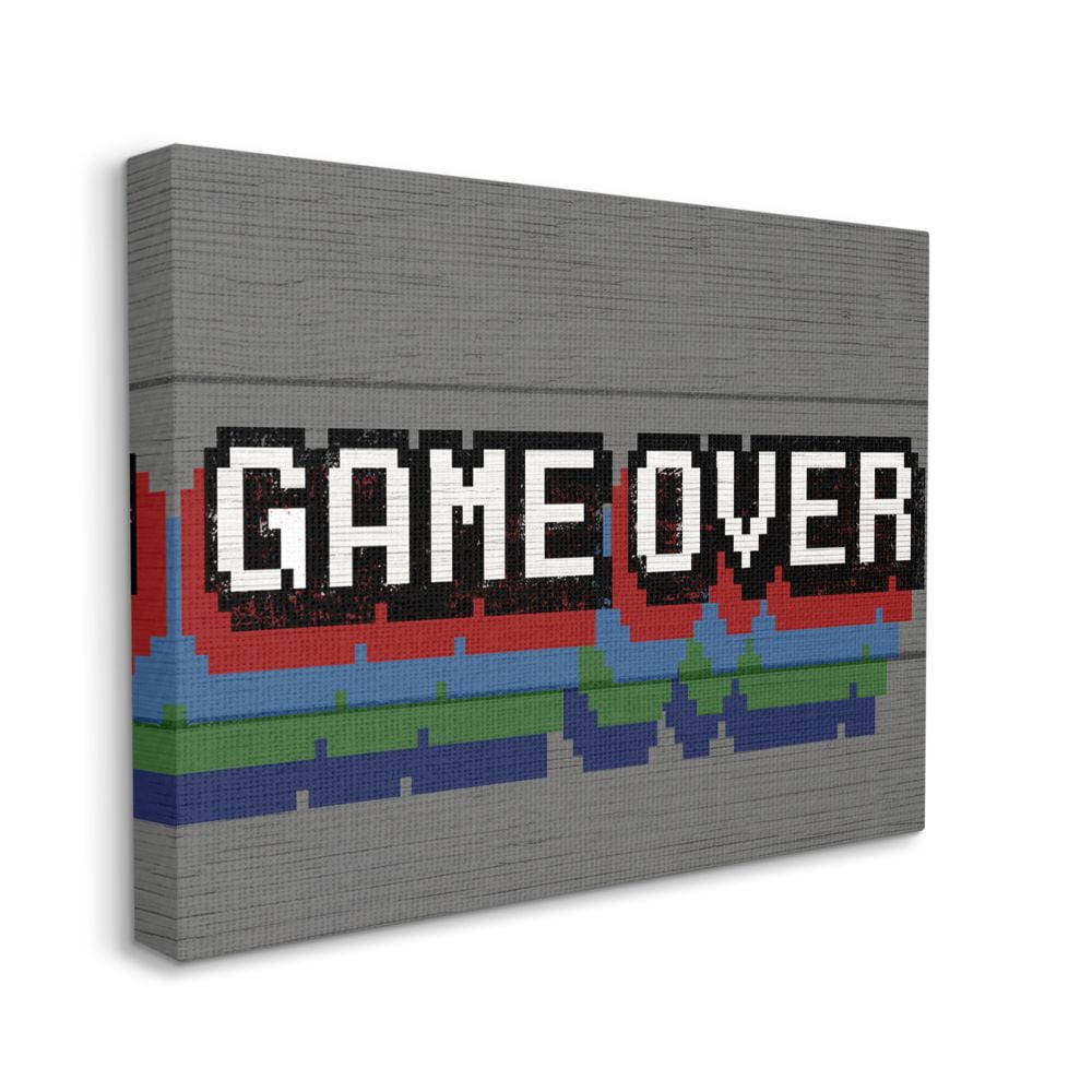 Stupell Industries Retro Game Over Phrase Rustic Video Game Text Canvas Wall Art Design by Daphne Polselli