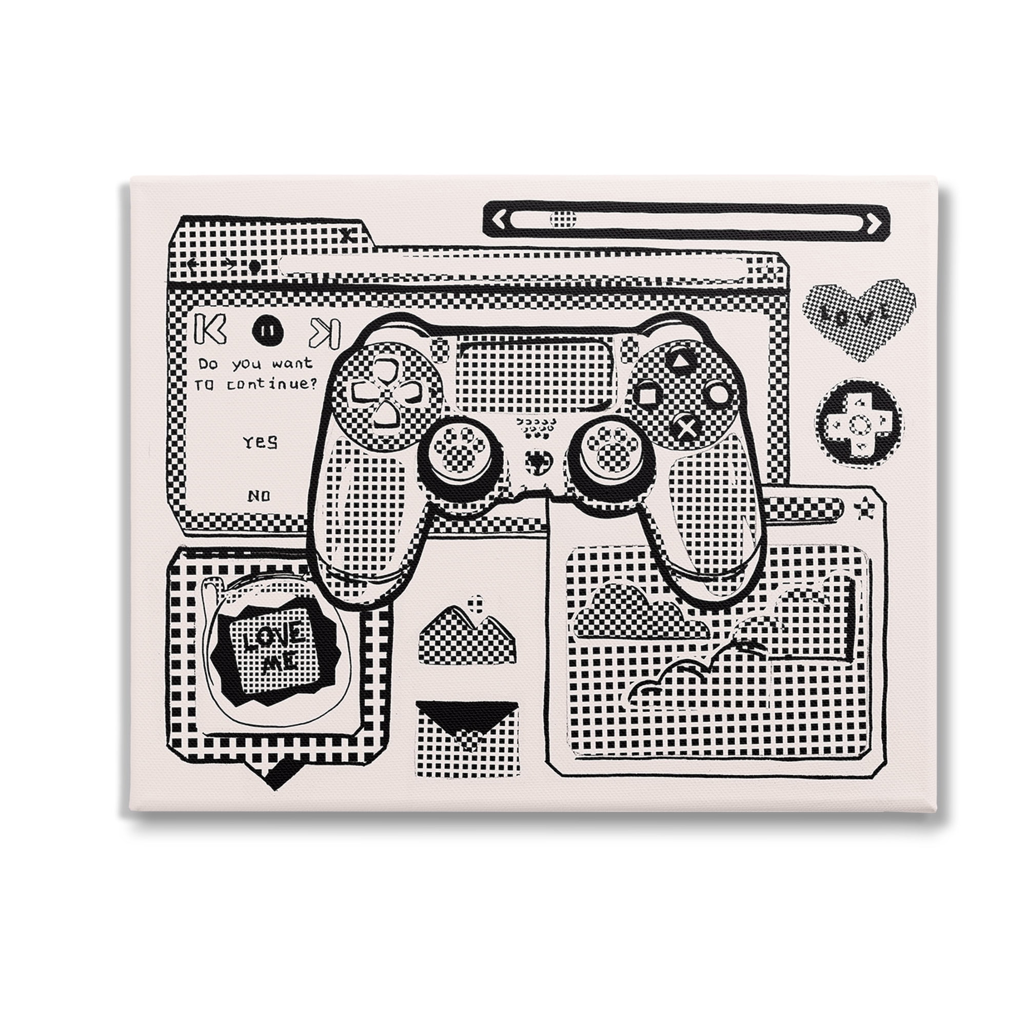 Stupell Industries Retro Gamer Collage Typography Painting Gallery Wrapped Canvas Art Print Wall Art, 30 x 24