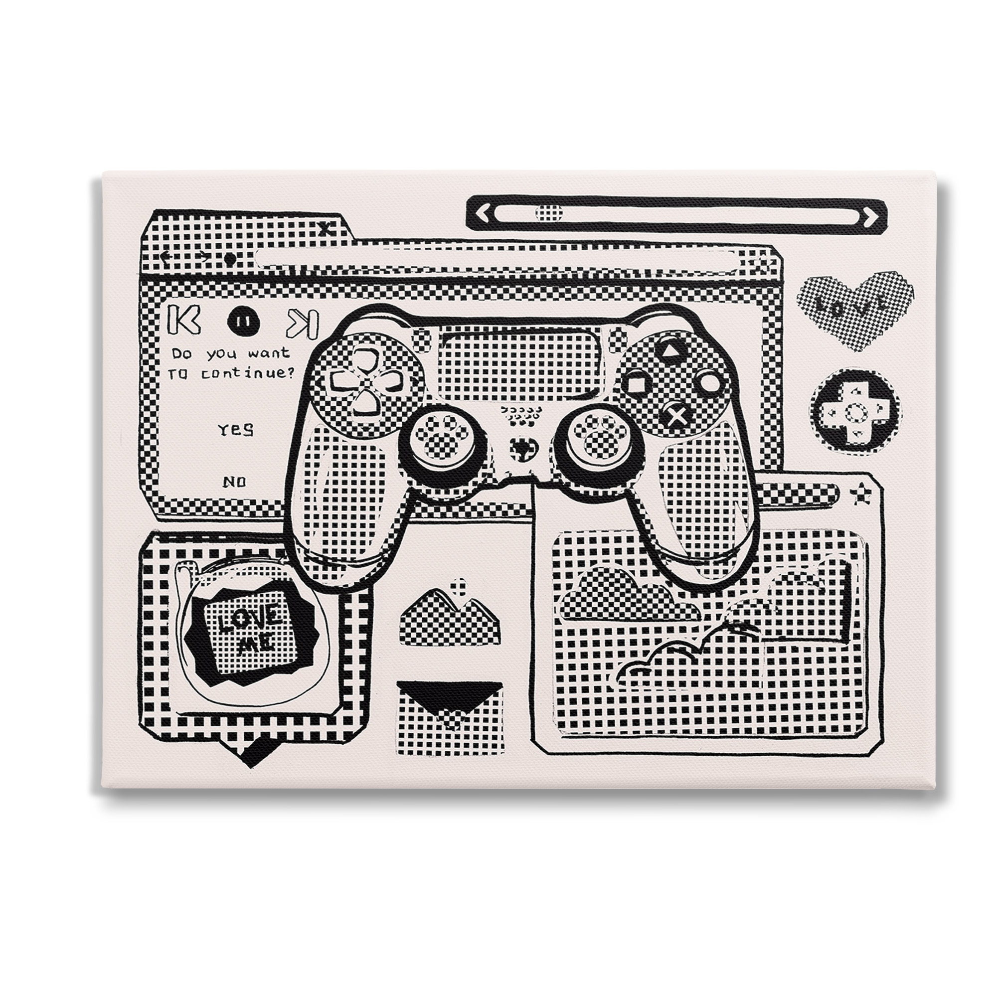 Stupell Industries Retro Gamer Collage Typography Painting Gallery Wrapped Canvas Art Print Wall Art, 40 x 30