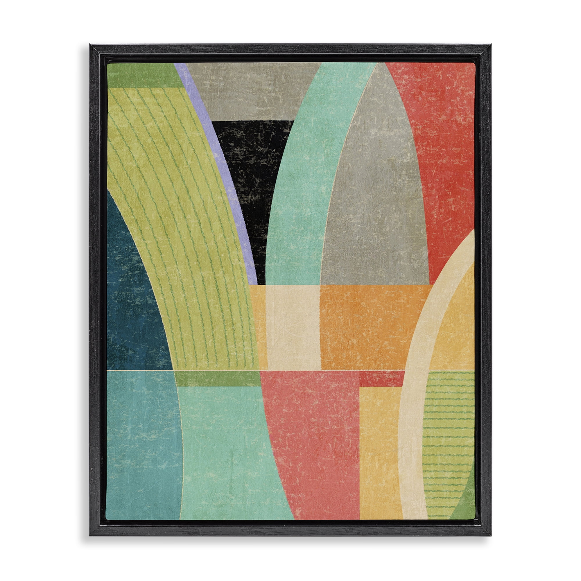 Stupell Industries Retro Geometric Archways Black Framed Floater Canvas Wall Art, design by Suzanne Nicoll