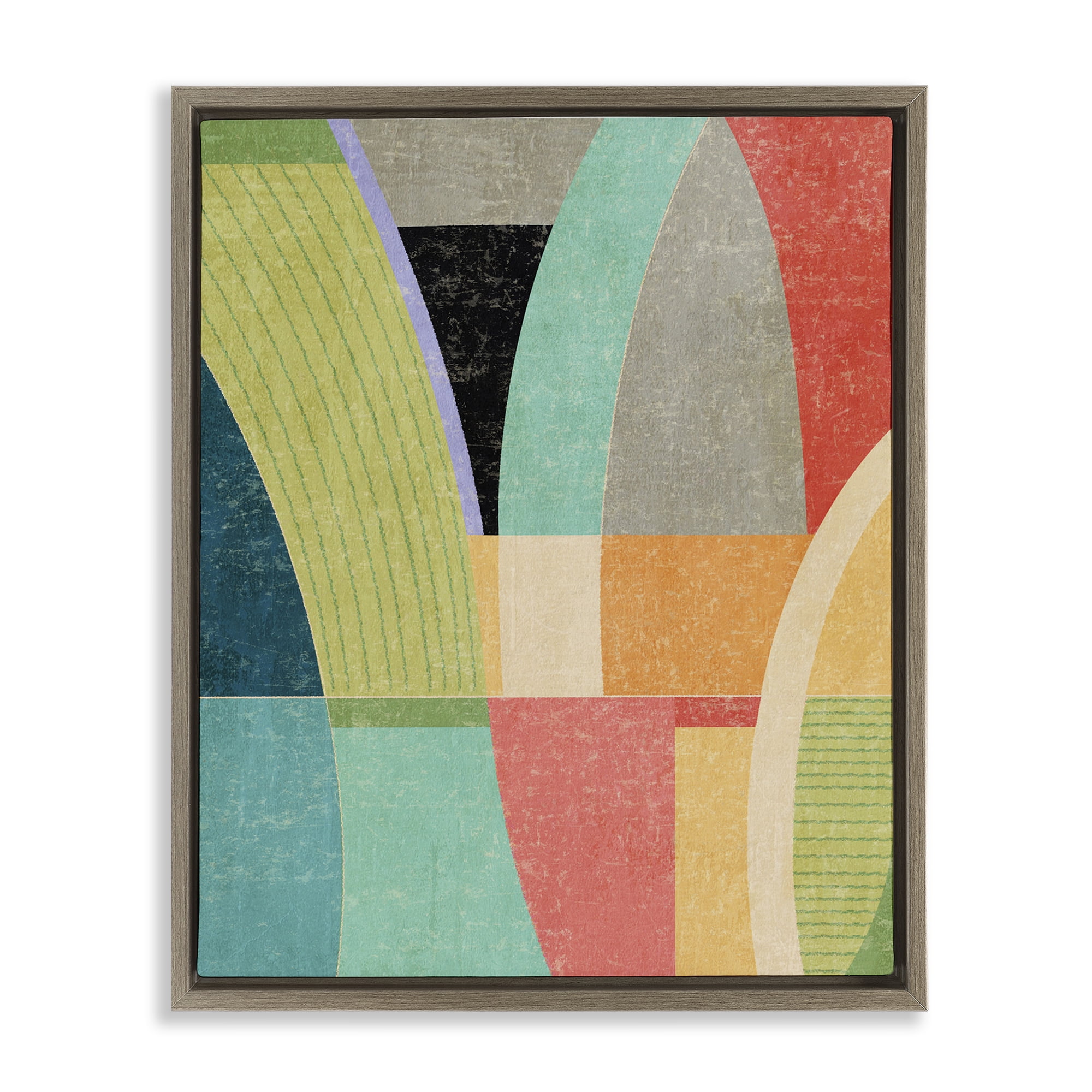 Stupell Industries Retro Geometric Archways Brown Framed Floater Canvas Wall Art, design by Suzanne Nicoll
