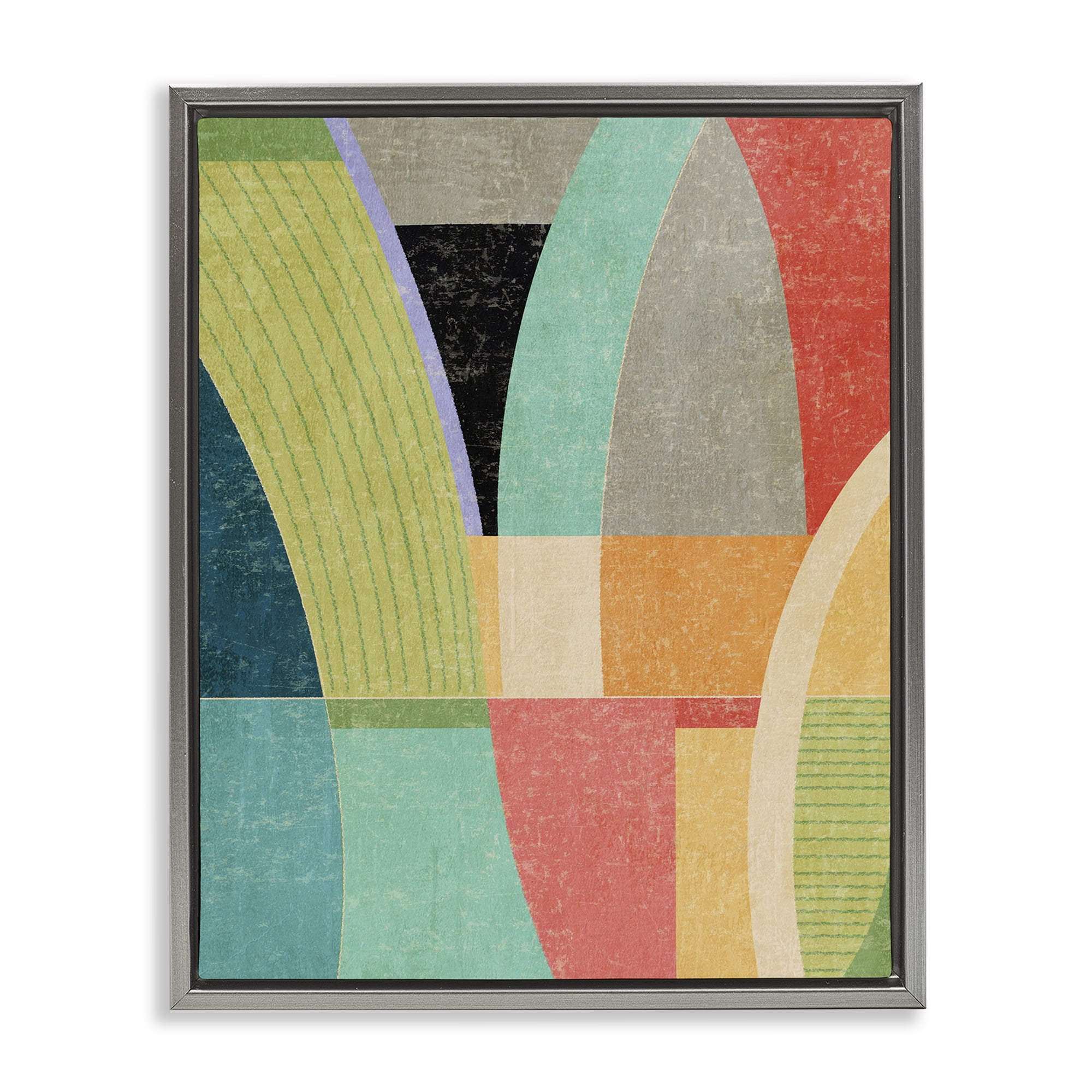 Stupell Industries Retro Geometric Archways Gray Framed Floater Canvas Wall Art, design by Suzanne Nicoll