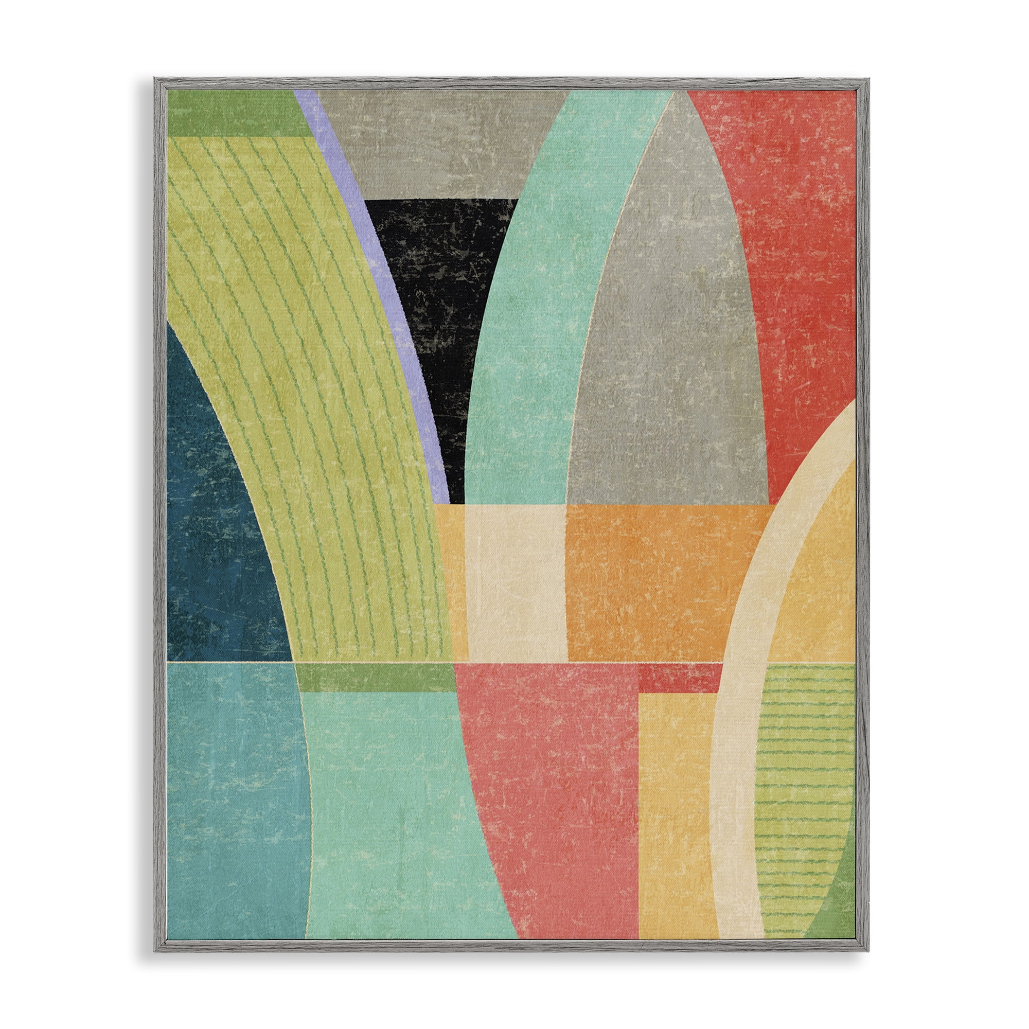 Stupell Industries Retro Geometric Archways Gray Framed Giclee Art, design by Suzanne Nicoll