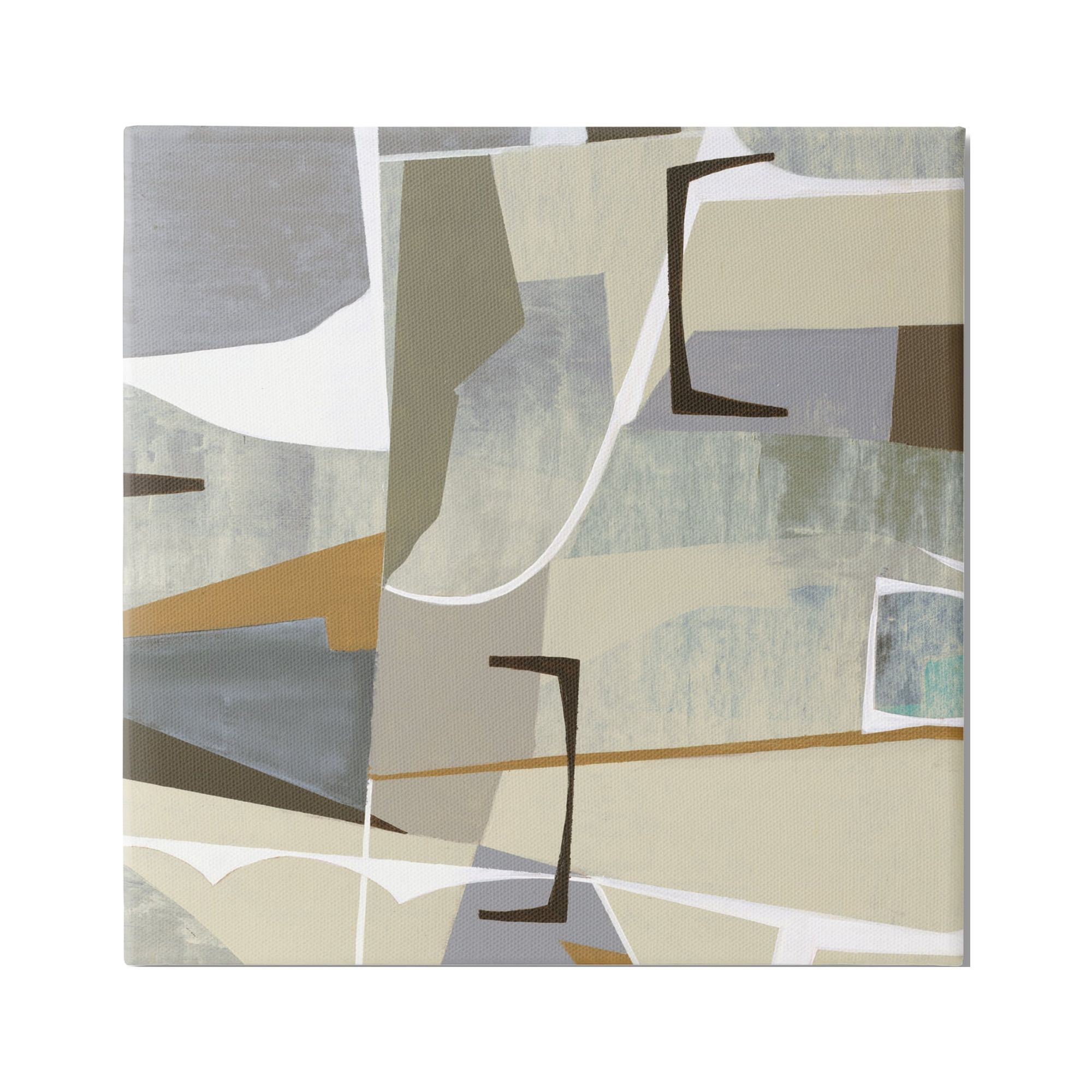 Stupell Industries Retro Geometric Composition Abstract Painting Gallery Wrapped Canvas Print Wall Art, 17 x 17