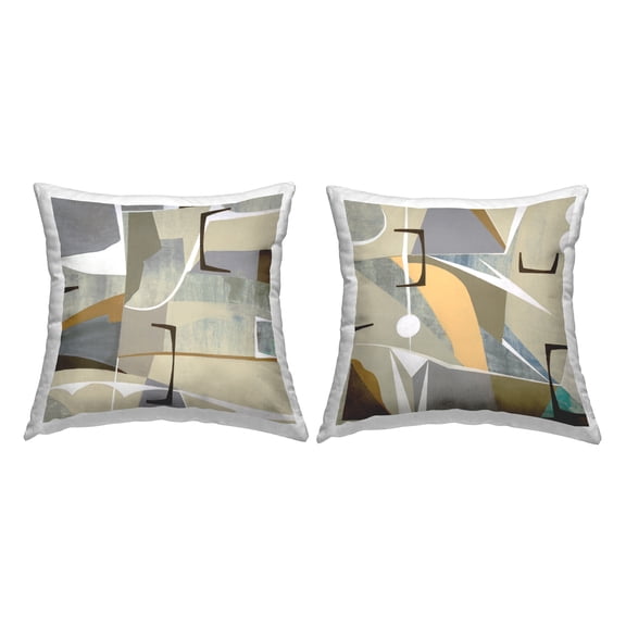 Stupell Industries Retro Geometric Layered Shapes Square Decorative Printed Throw Pillow, 18 x 18, Set of 2