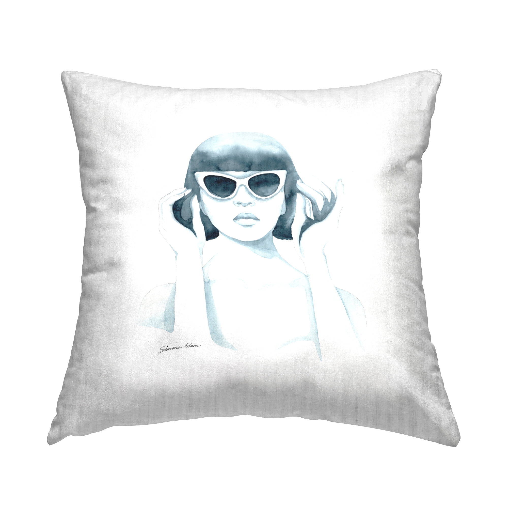 Stupell Industries Retro Girl in Sunglasses Square Decorative Printed Throw Pillow, 18 x 18