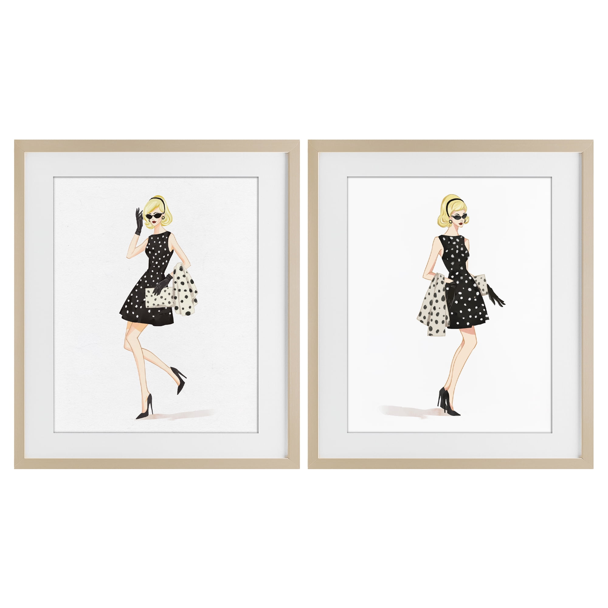 Stupell Industries Retro Glam Female 2 Piece Birch Framed Print Under Glass Set, design by Ziwei Li