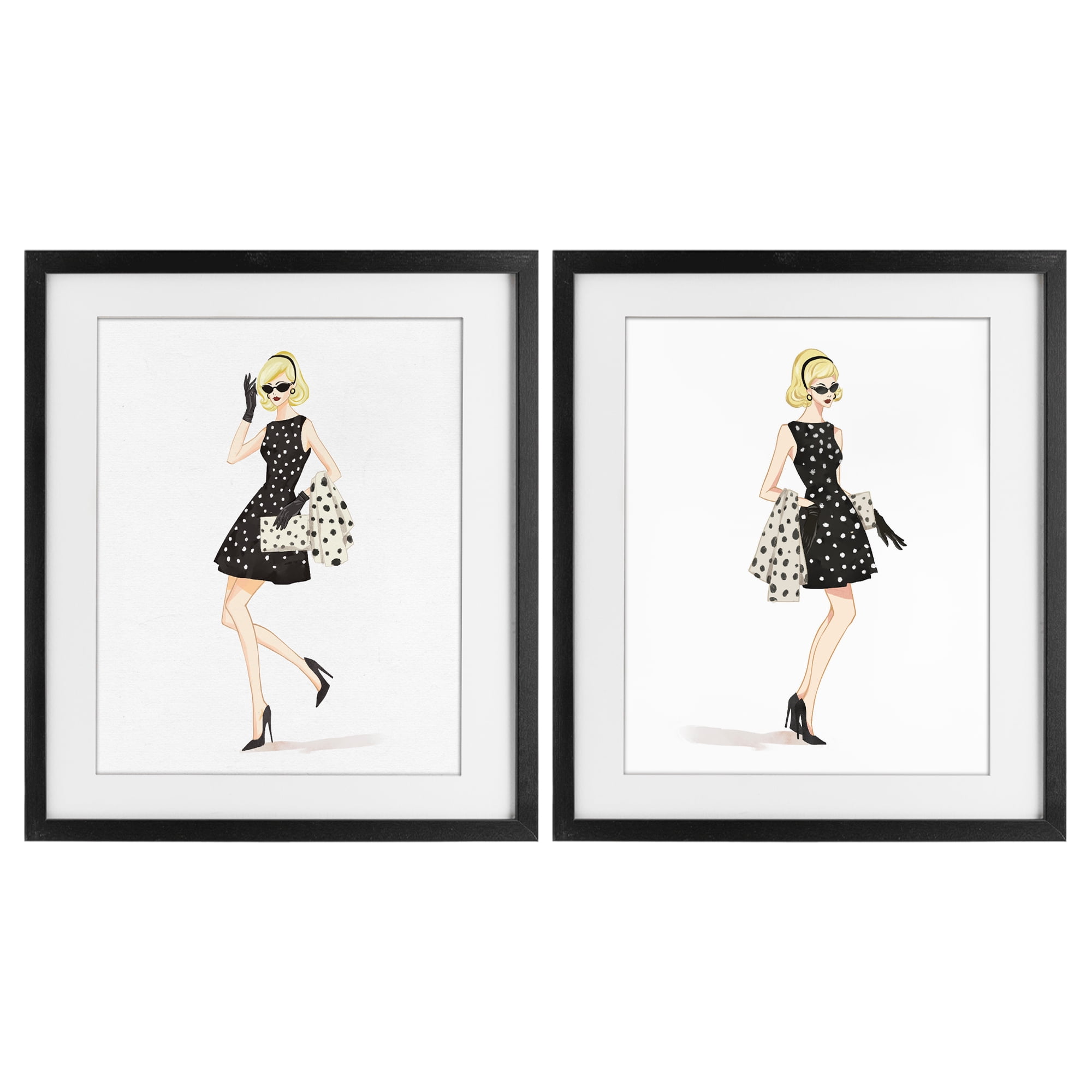 Stupell Industries Retro Glam Female 2 Piece Black Framed Print Under Glass Set, design by Ziwei Li