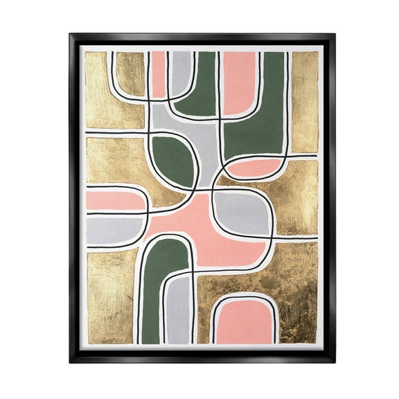 Stupell Industries Retro Glam Geometric Abstract Painting Black Floater Framed Canvas Art Print Wall Art, 17 x 21