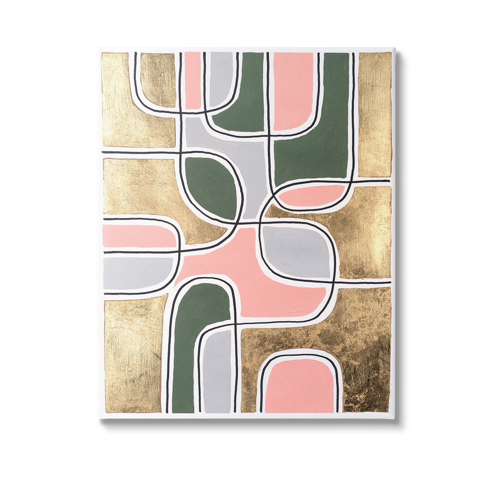 Stupell Industries Retro Glam Geometric Abstract Painting Gallery Wrapped Canvas Art Print Wall Art, 16 x 20
