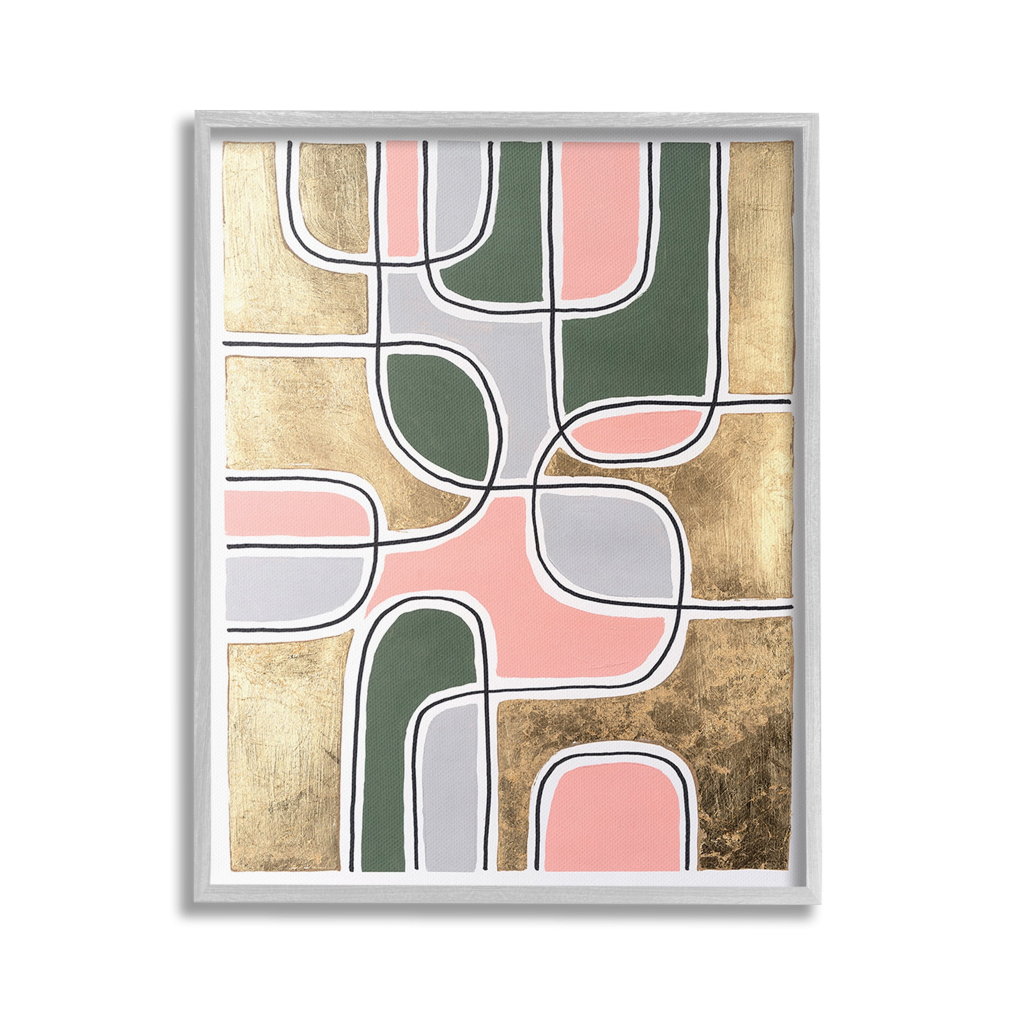 Stupell Industries Retro Glam Geometric Abstract Painting Gray Framed Art Print Wall Art, 16 x 20