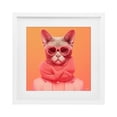 thumbnail image 1 of Stupell Industries Contemporary Retro Glasses Cat on Orange White Framed Print Under Glass, 16 x 16, by Roozbeh, 1 of 8
