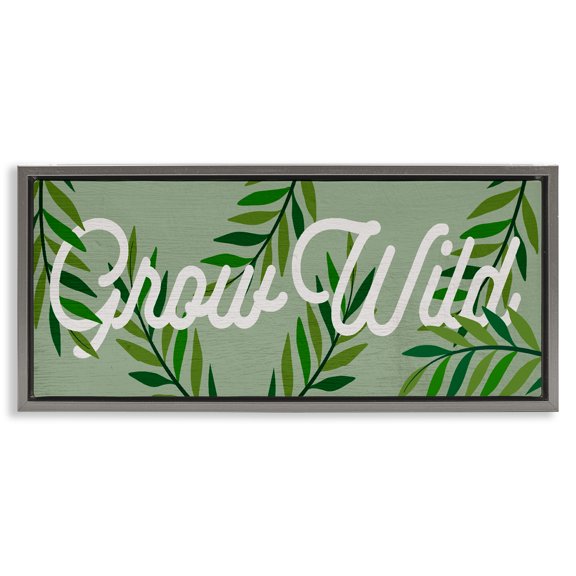 Stupell Industries Retro Grow Wild Tropics Gray Framed Floater Canvas Wall Art design by Lil' Rue, 14 x 31