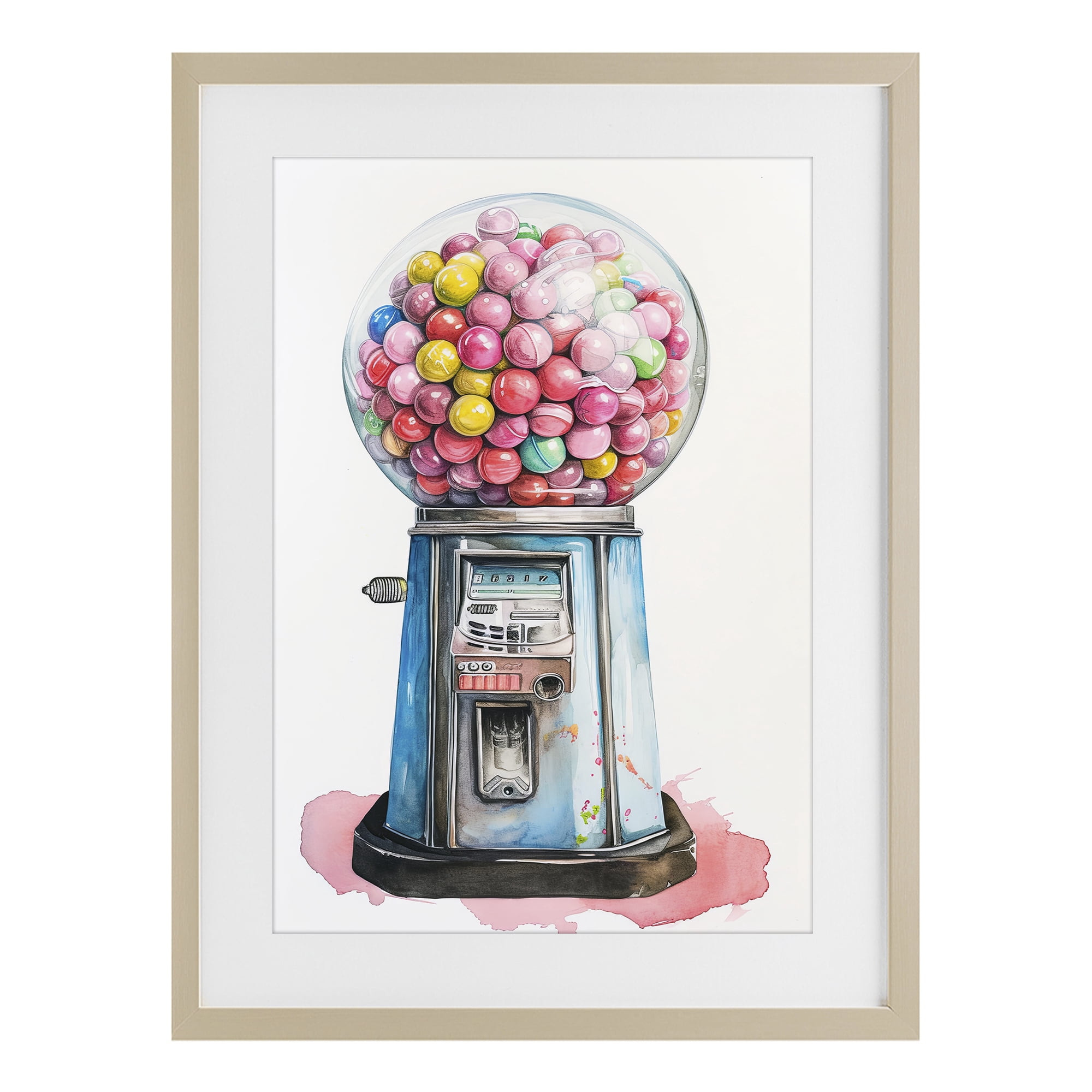 Stupell Industries Retro Gumball Machine Birch Framed Print Under Glass, design by Ray Powers