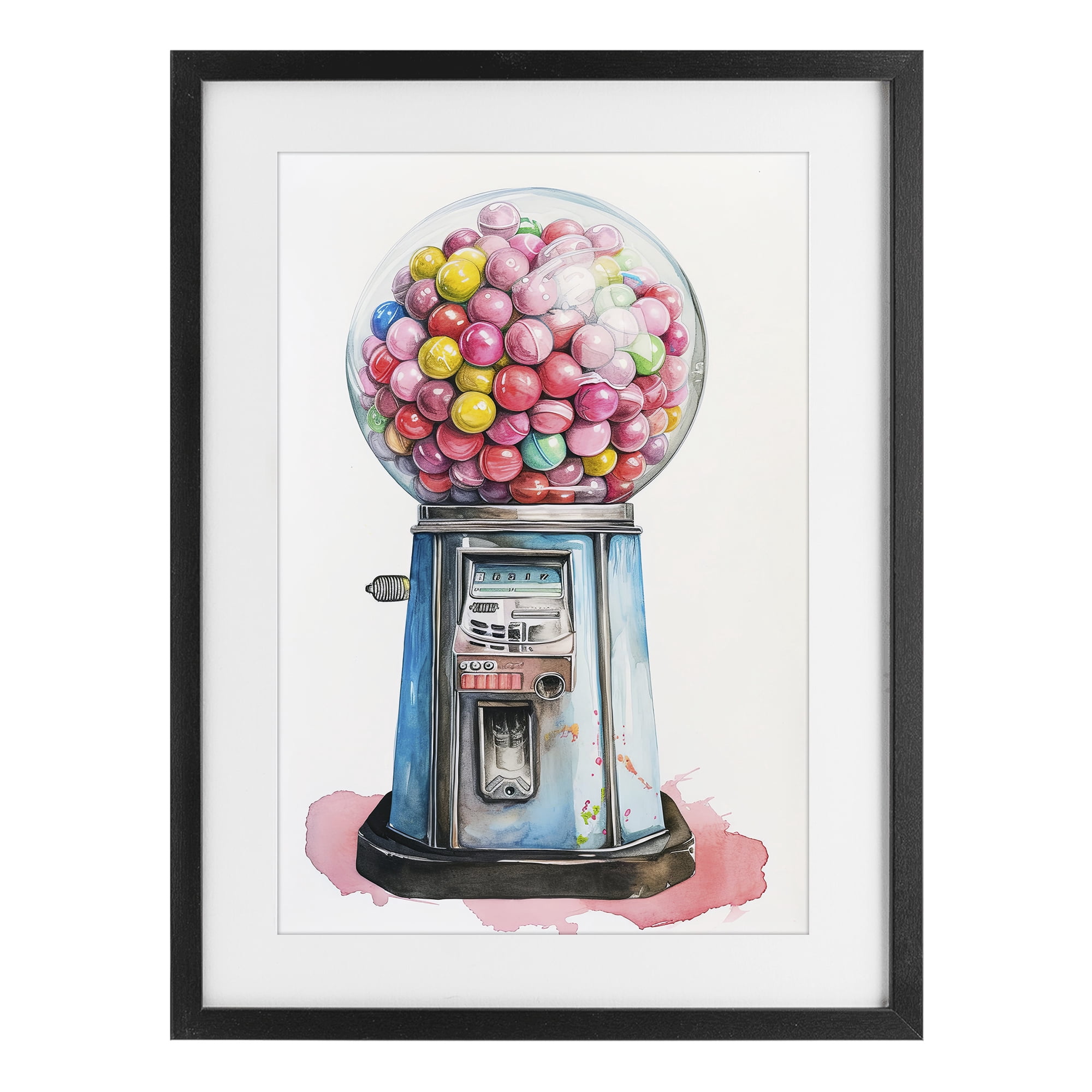 Stupell Industries Retro Gumball Machine Black Framed Print Under Glass, design by Ray Powers