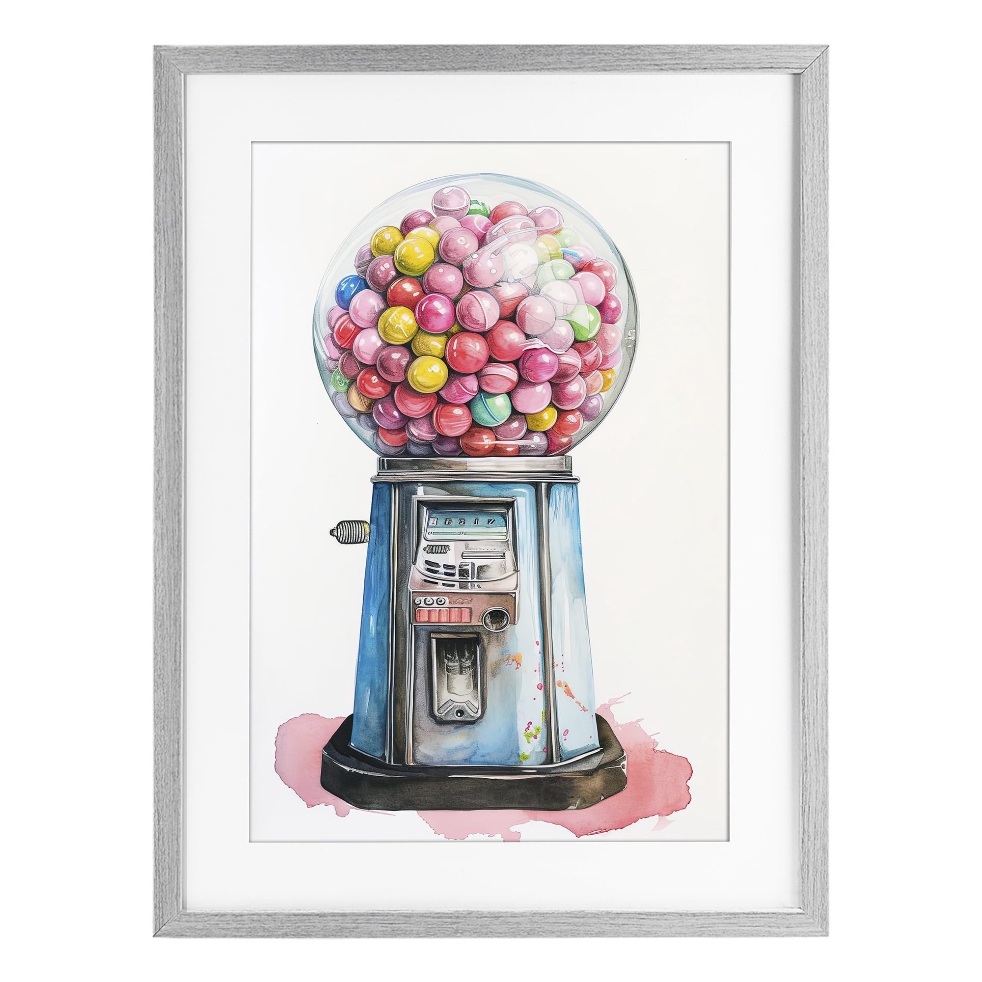 Stupell Industries Retro Gumball Machine Gray Framed Print Under Glass, design by Ray Powers
