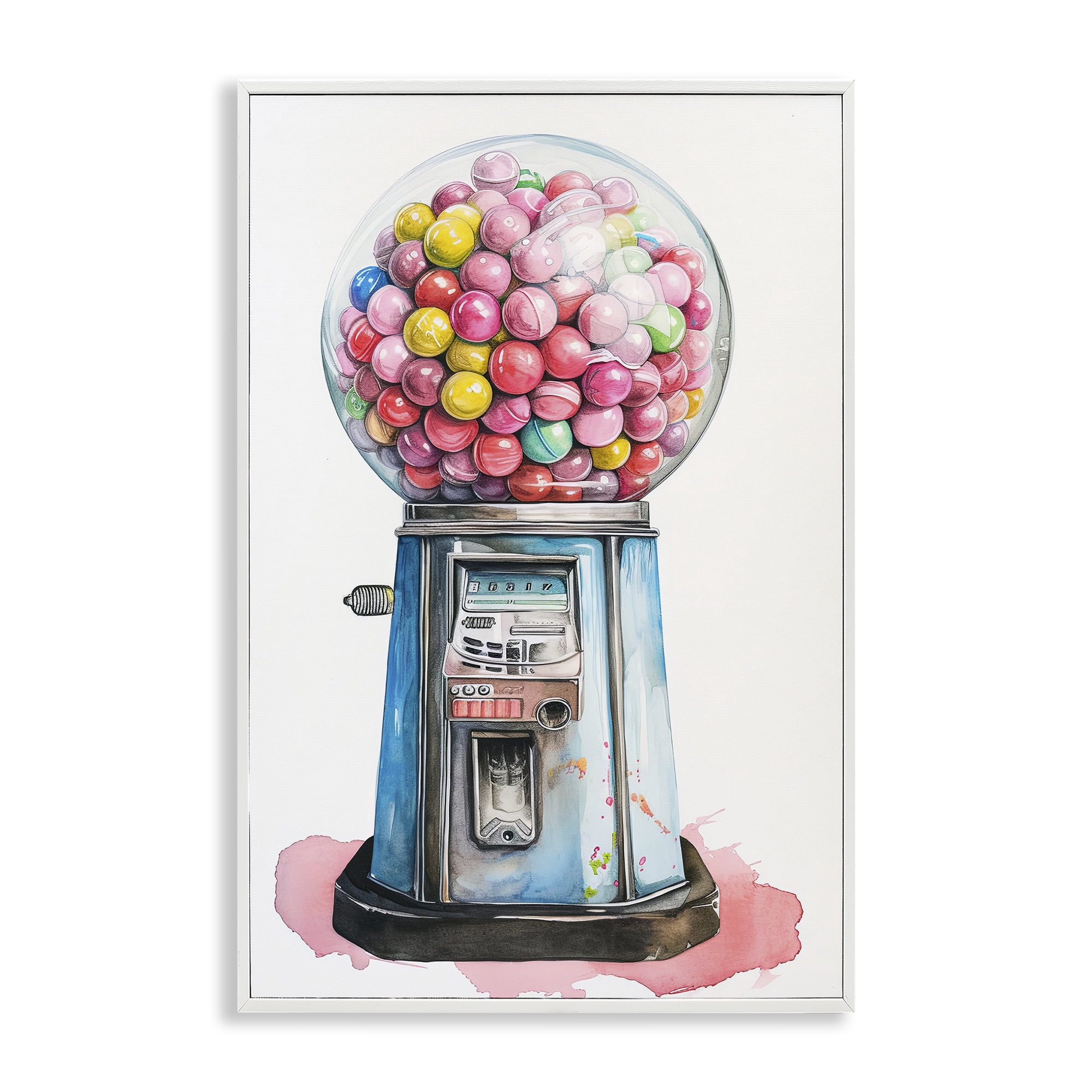 Stupell Industries Retro Gumball Machine White Framed Giclee Art, design by Ray Powers