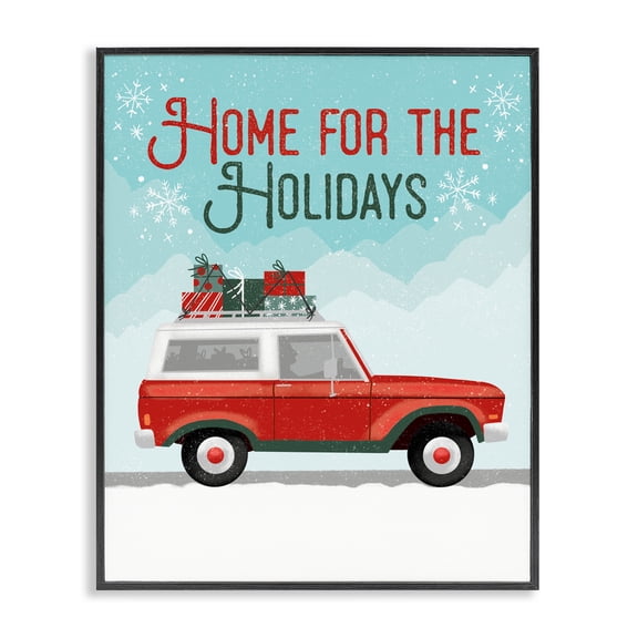 Stupell Industries - Retro Home For Holidays Black Framed Giclee Art, 11 x 14, Made In USA