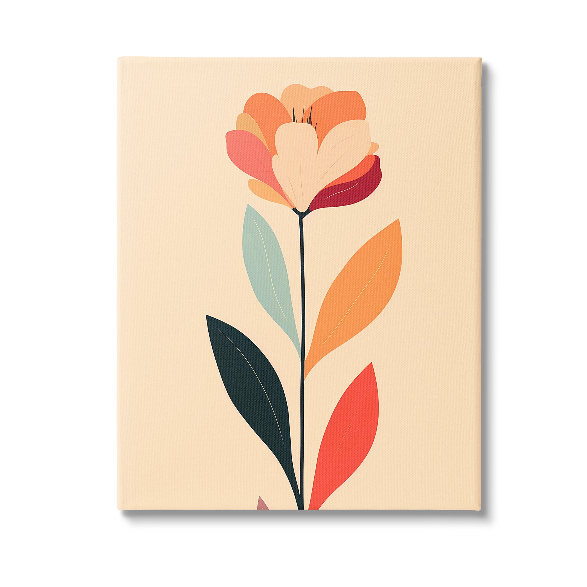Stupell Industries Retro Hue Flower Botanical & Floral Painting Gallery Wrapped Canvas Art Print Wall Art, 30 x 40