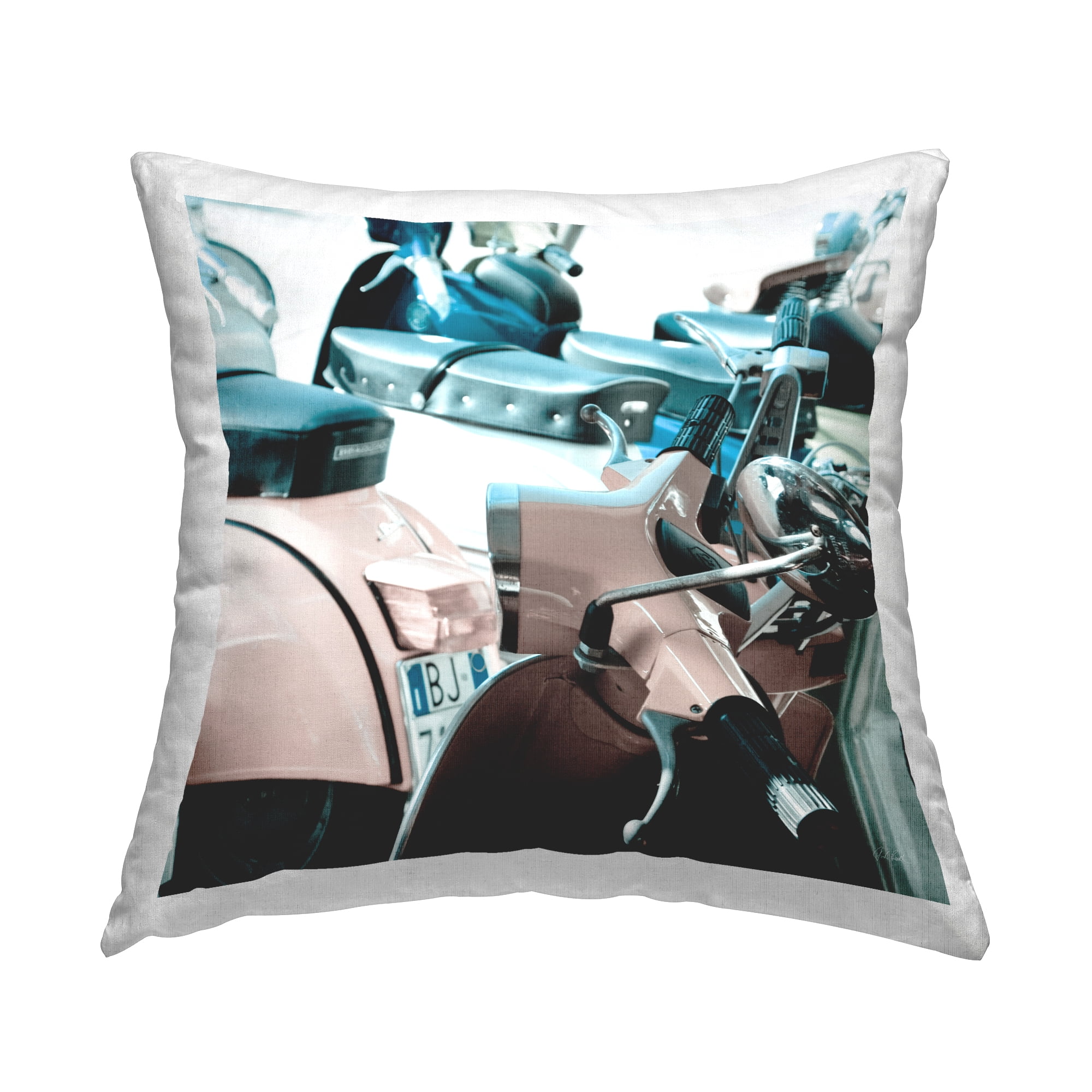Stupell Industries Retro Italian Scooter Decorative Printed Throw Pillow Design by Deborah Revell.